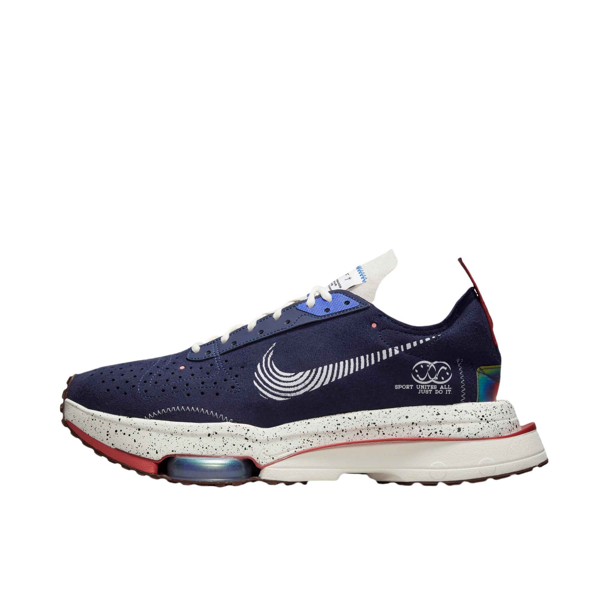 推荐商品：Nike Air Zoom Type 跑鞋 复古缓震轻便透气舒适耐磨气垫解构合成革减震防滑 蓝色/白色/粉色
