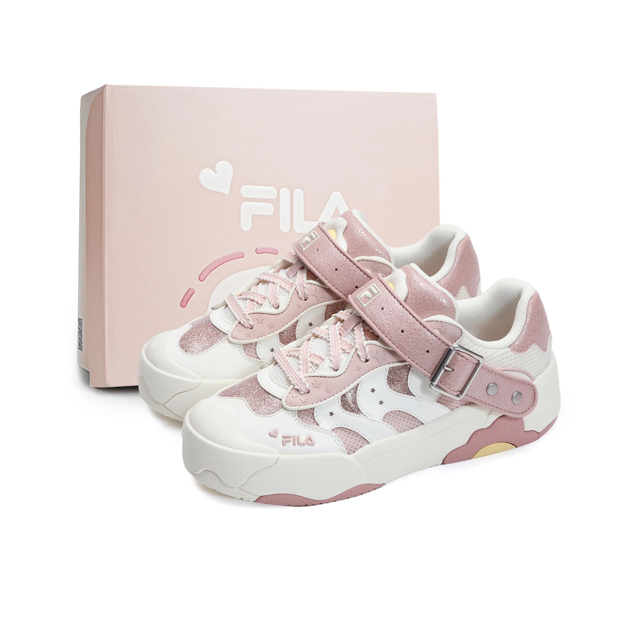 推荐商品：FILA/斐乐 OMELETTE QX 板鞋 复古甜美风可爱休闲 情人节限定/白色/粉色