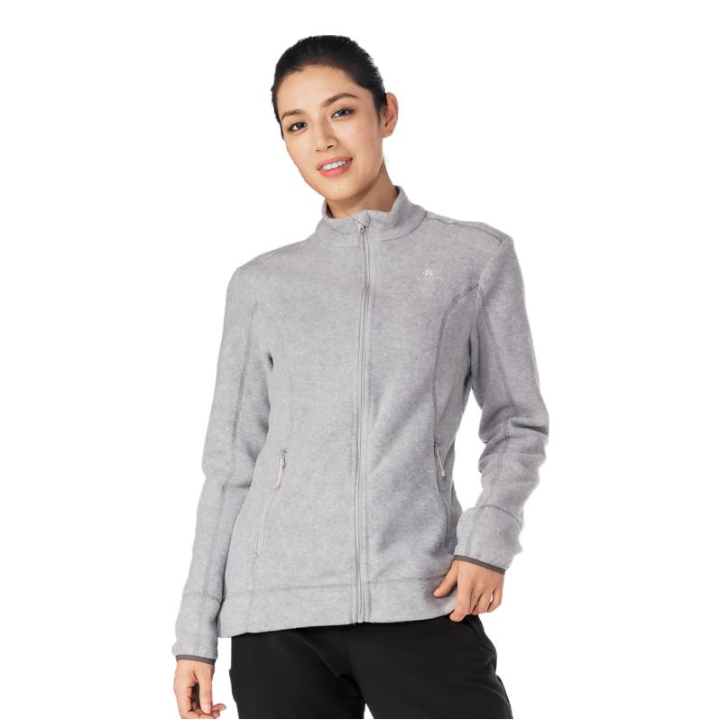 推荐商品：Decathlon/迪卡侬 MH100 流光风保暖亲肤摇粒绒全拉链立领内胆抓绒衣 8751783 全拉链/浅灰