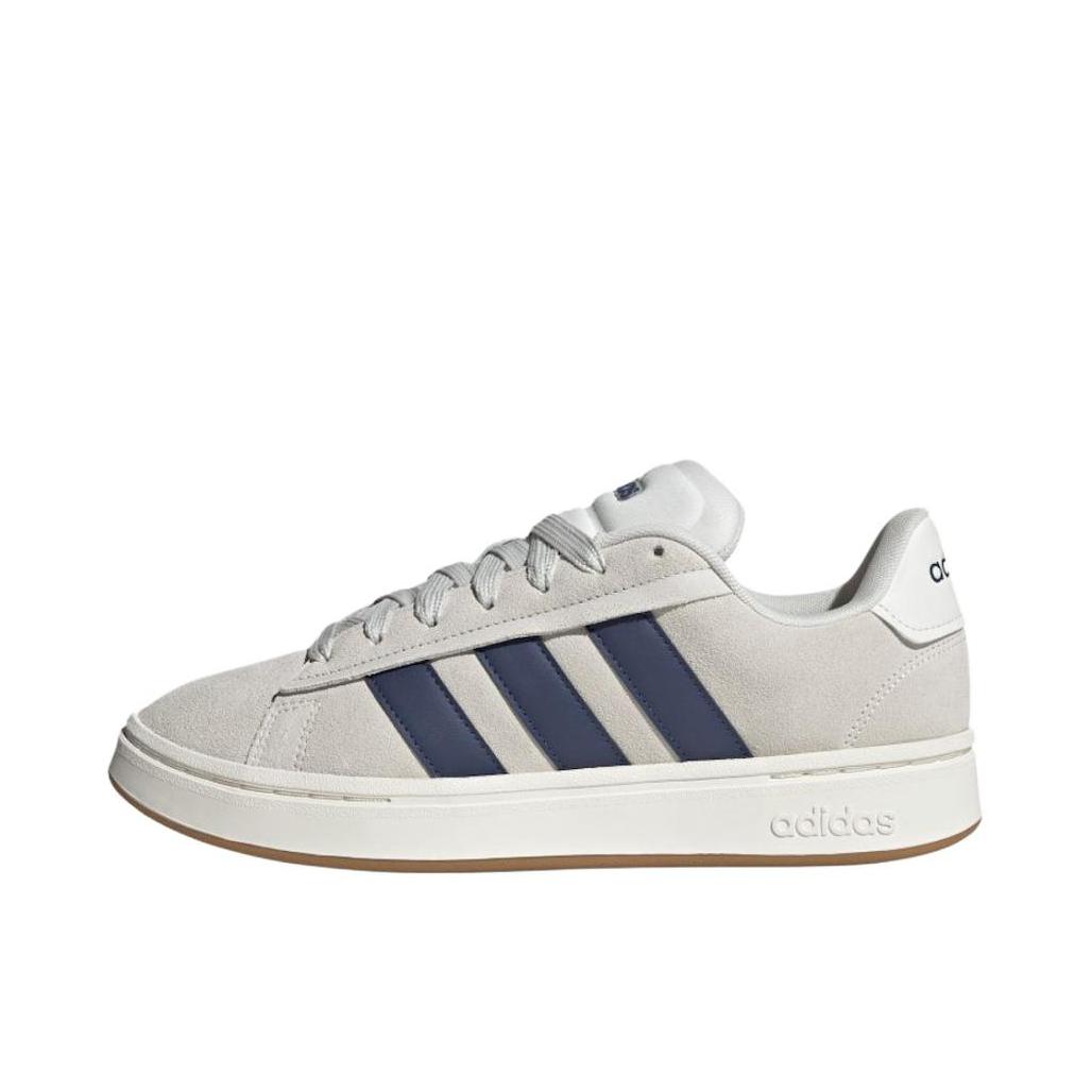推荐商品：adidas Grand Court Base 00s 面包鞋 板鞋 T头防滑耐磨轻运动合成革薄底贴合 米色/蓝色