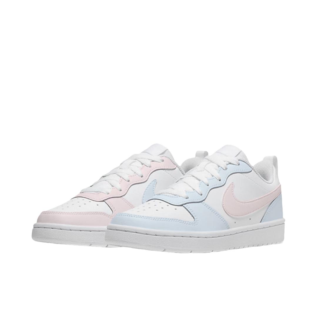 推荐商品：【定制球鞋】 Nike Court Borough 2 板鞋 包裹性增高减龄解构风合成革美式防滑复古轻便 鸳鸯款/大童/蓝粉鸳鸯 
