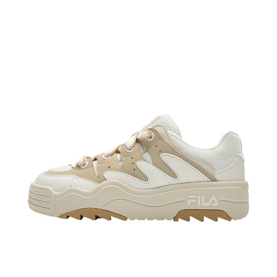 推荐商品：FILA/斐乐 Rosetta 系带 厚底增高 复古 运动休闲鞋 女款/豆腐白/鹅卵石黄