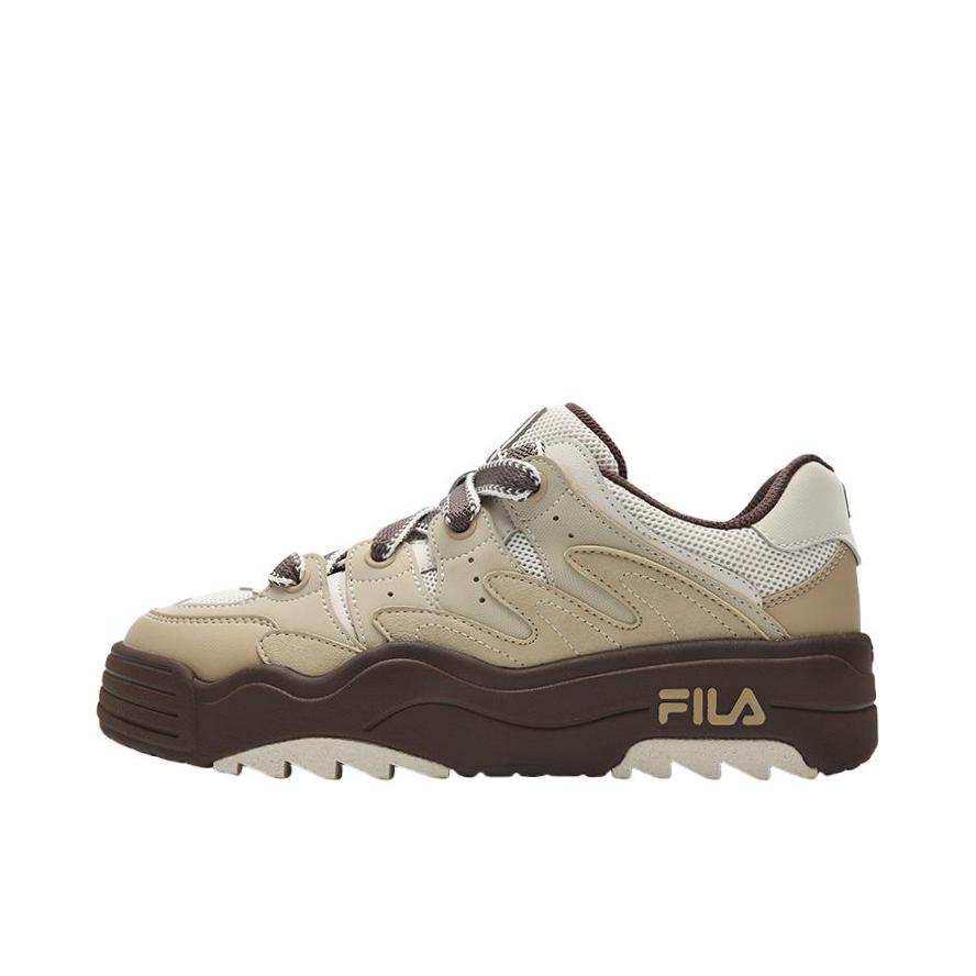 推荐商品：FILA/斐乐 Rosetta 系带 厚底增高 复古 运动休闲鞋 女款/饼干棕/糙米黄