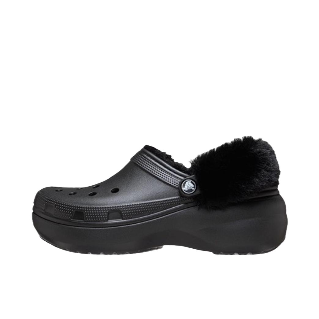 推荐商品：Crocs/卡骆驰 Classic Platform Lined Clog 经典云朵 不可拆卸 暖棉 舒适 防滑耐磨 洞洞鞋 暖绒包头 凉鞋 加绒/黑色