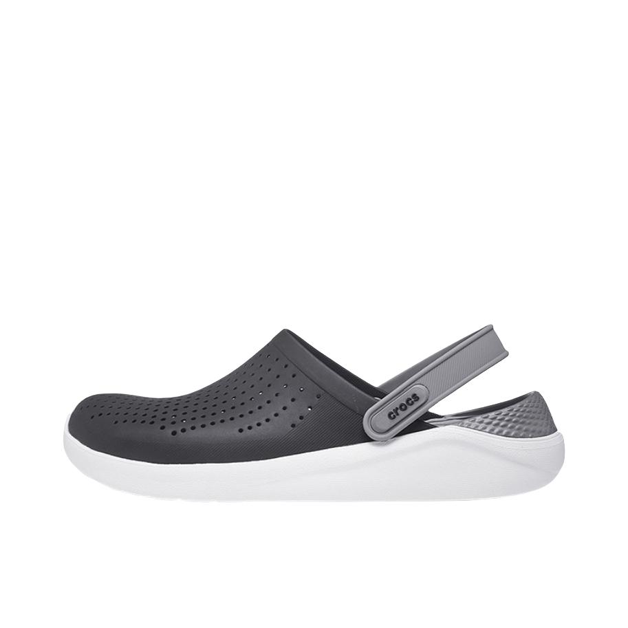推荐商品：Crocs/卡骆驰 LiteRide Clog 防滑耐磨 舒适轻便 圆头 包头 沙滩 套脚 洞洞鞋 凉鞋 黑色烟灰