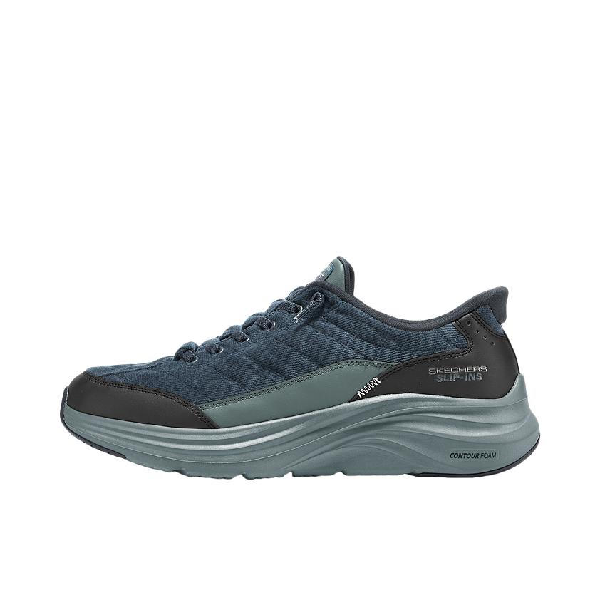 推荐商品：Skechers/斯凯奇 Slip ins 圆头 舒适支撑 防滑耐磨 缓震 复古百搭 一脚蹬 运动休闲鞋 海军蓝色