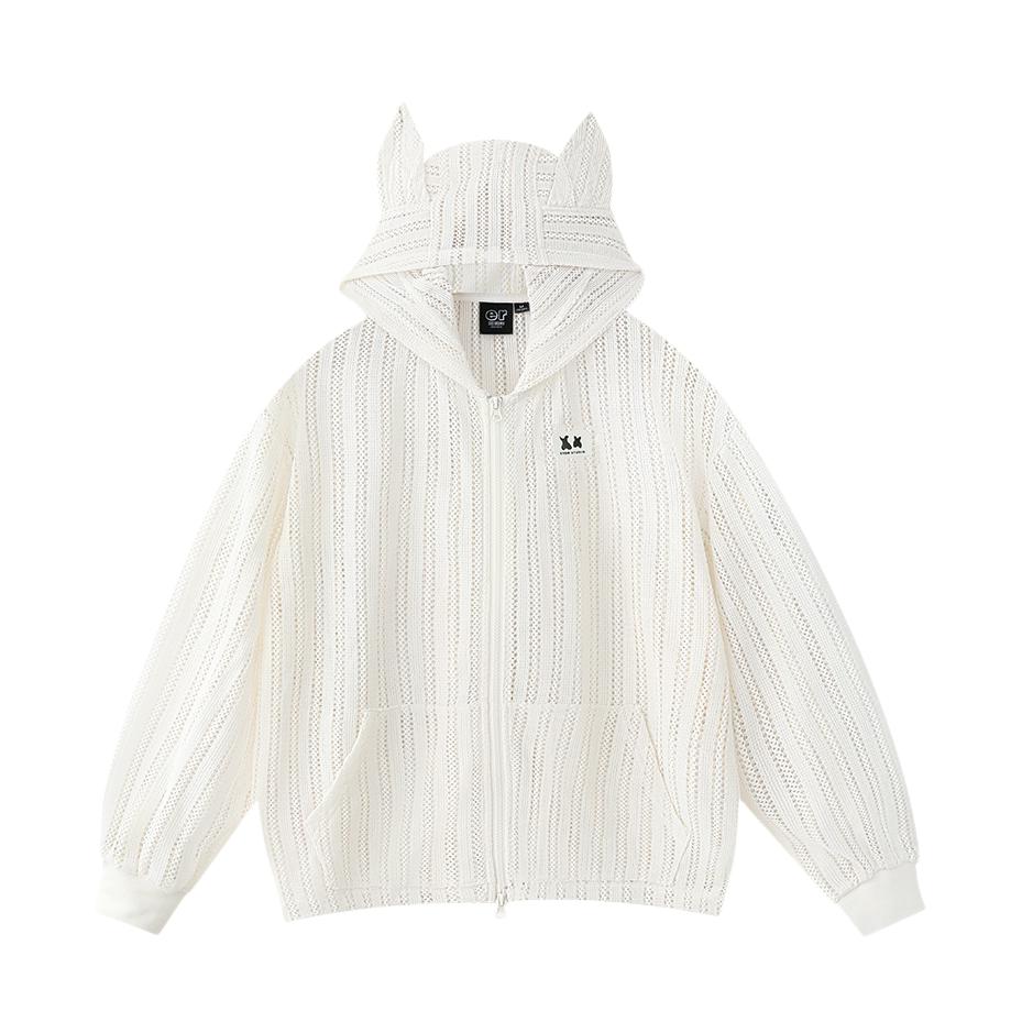 推荐商品：ER/ERASER 纯色镂空轻薄长袖防晒衣 ERZS26128370 白