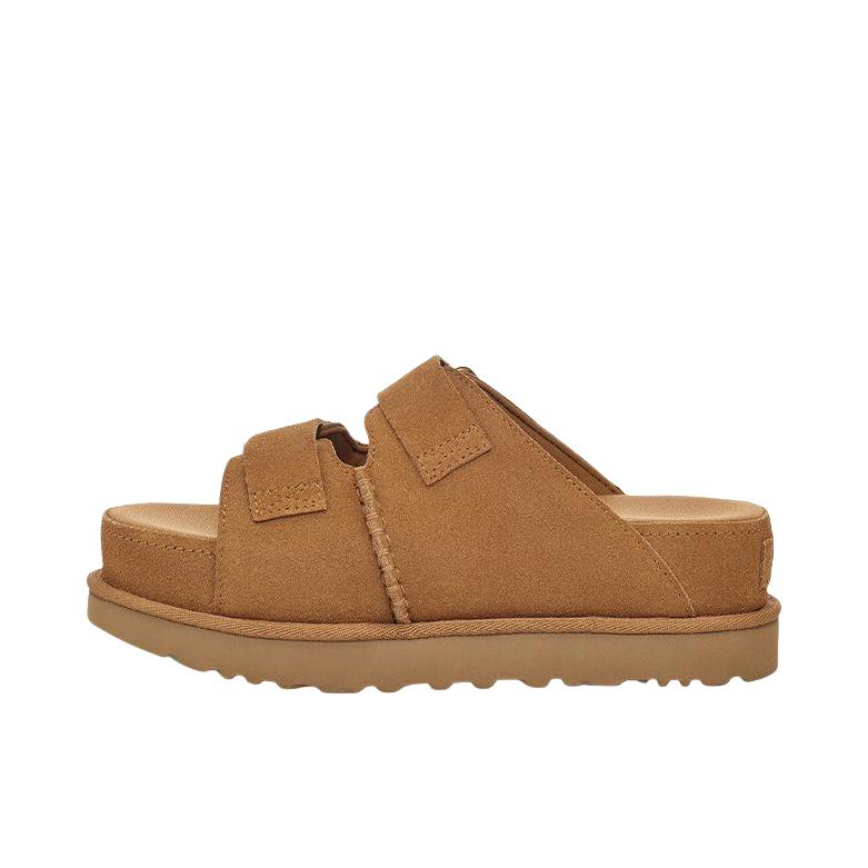 推荐商品：UGG Goldenstar Hi 拖鞋 舒适轻便百搭时尚露趾束带可调式休闲一字 1155458 栗色