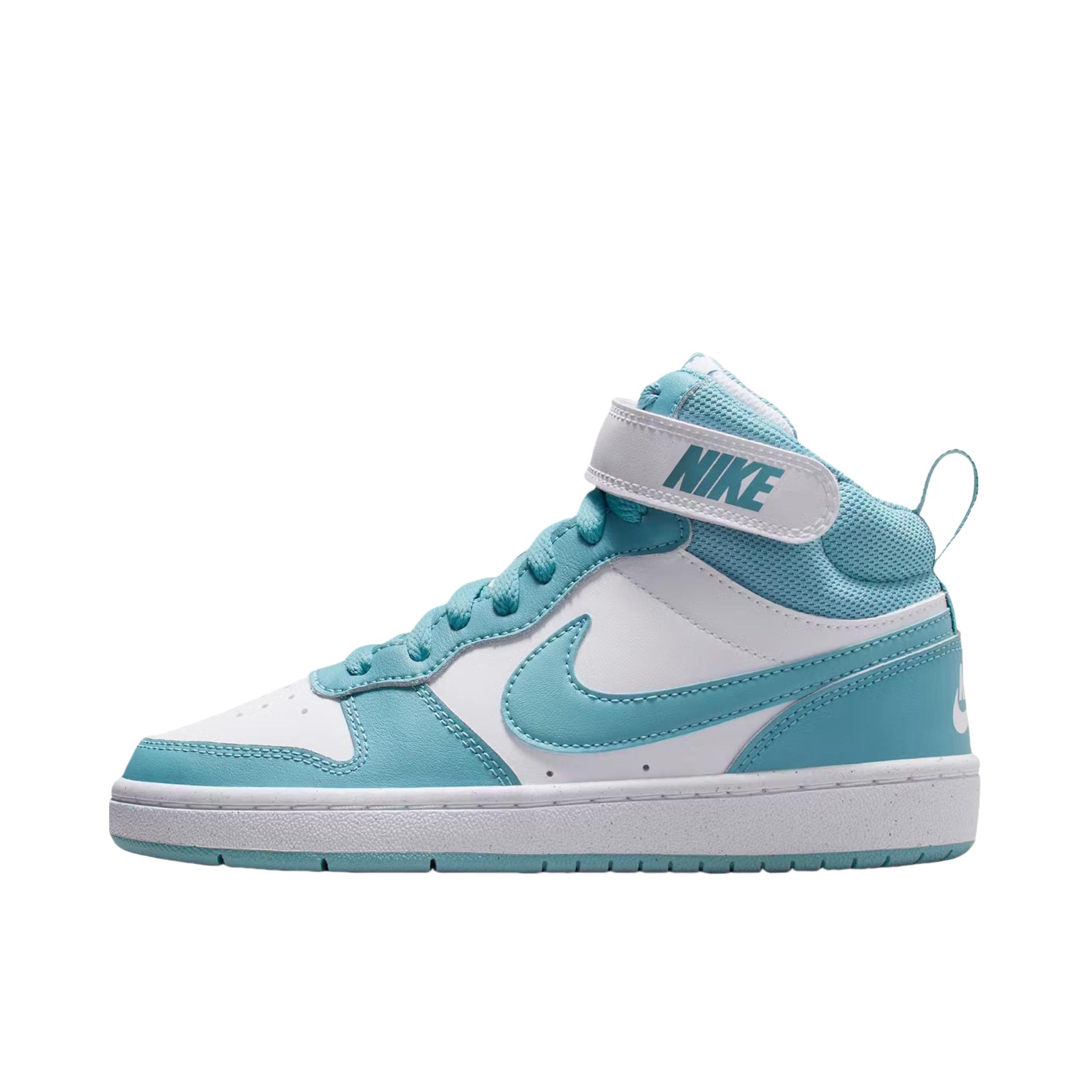 推荐商品：Nike Court Borough 2 板鞋 复古时尚支撑舒适百搭轻便防滑 大童/纯白色/蓝色