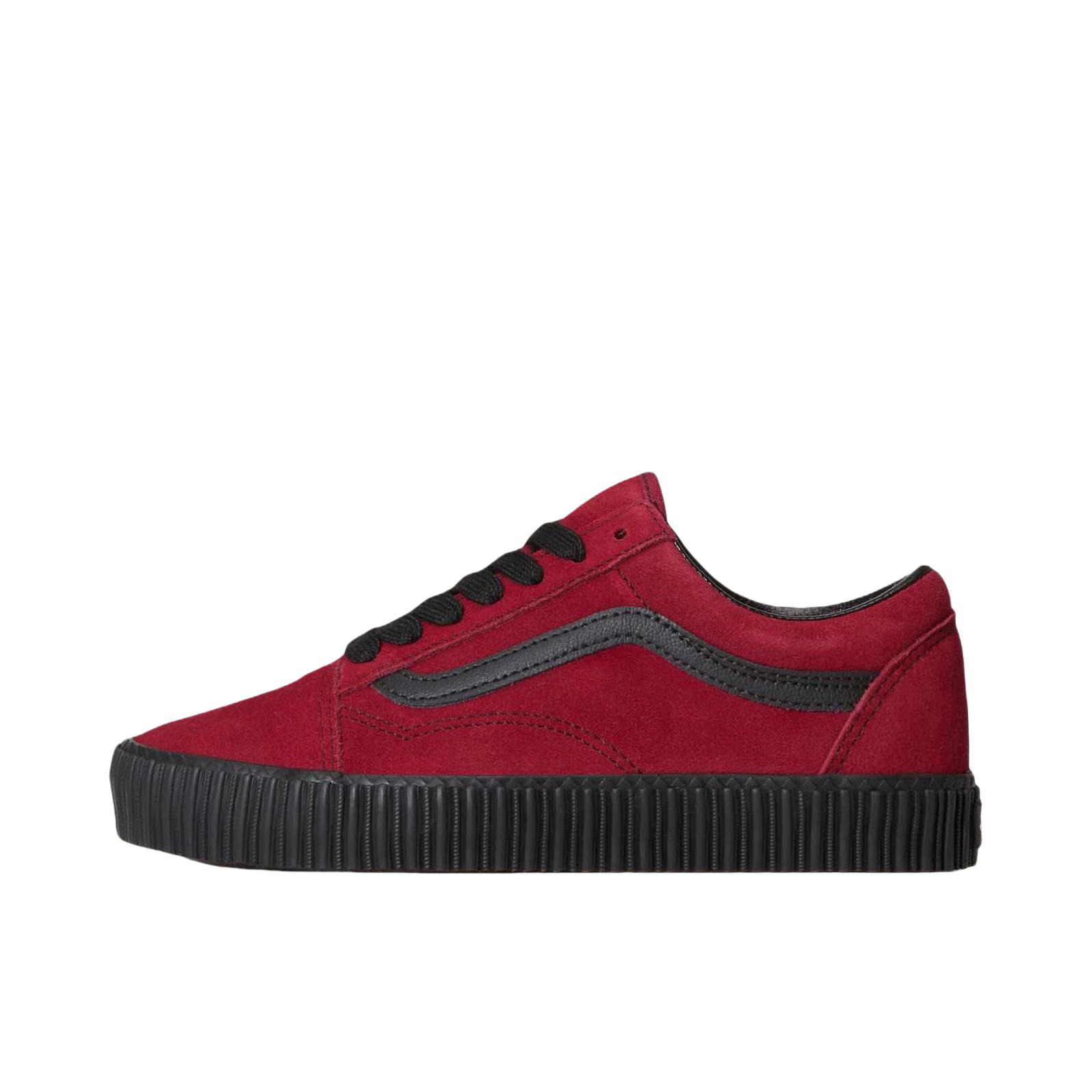 推荐商品：Vans/范斯 Old Skool Creeper 板鞋 复古系带厚底圆头 红色/黑色