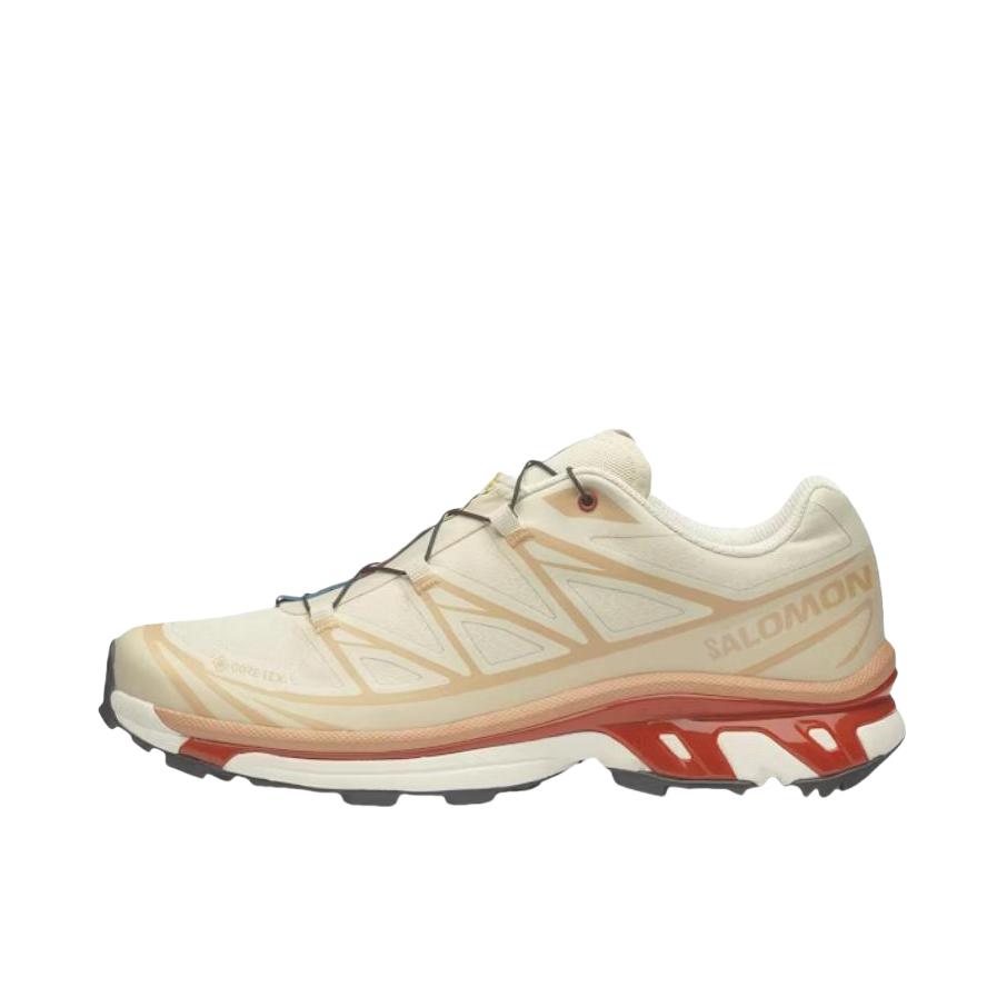 推荐商品：Salomon/萨洛蒙 XT-6 GTX 户外休闲鞋 防水包裹性支撑百搭厚底抽绳 米色/橙色