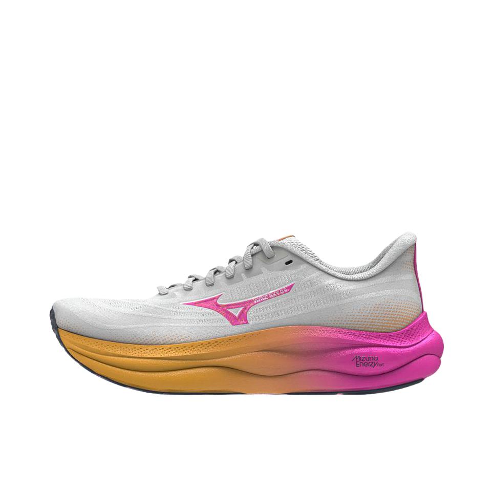 推荐商品：Mizuno/美津浓 WAVE SKY 9 慢跑鞋 跑鞋 缓震支撑稳定防滑软弹 白色/橙色/粉色