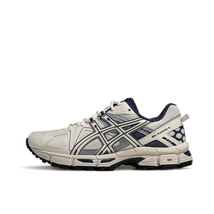推荐商品：Asics/亚瑟士 Gel-Kahana 8 越野跑鞋 抓地稳定增高缓震回弹网面复古稳定支撑 女款/白色/蓝色