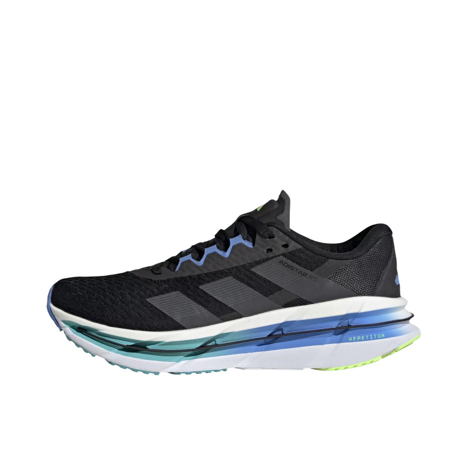 推荐商品：adidas Adistar BYD 跑鞋 防滑耐磨舒适透气减震低帮支撑长跑贴合 黑色/蓝色/青色