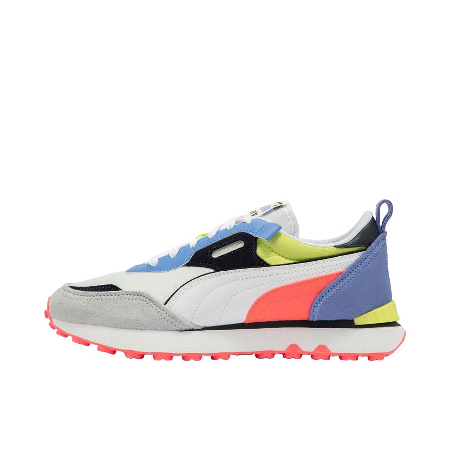 推荐商品：Puma/彪马 Rider FV 运动休闲鞋 减震防滑耐磨舒适轻便网面透气复古百搭抓地 白色/紫色