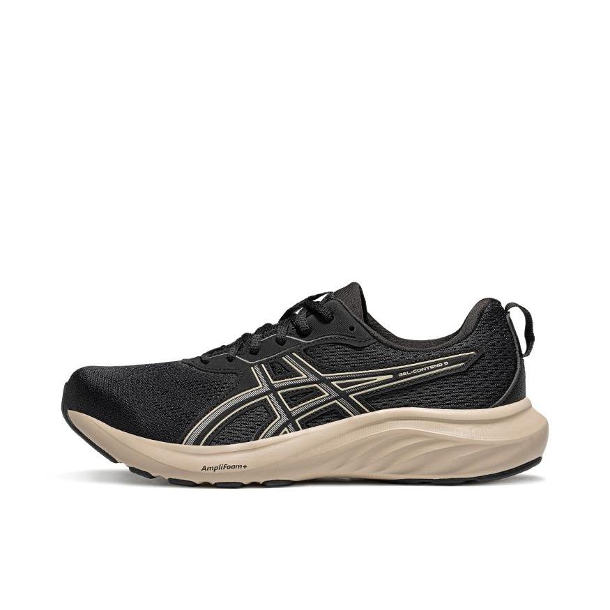 推荐商品：Asics/亚瑟士 Gel-Contend 9 跑鞋 网面透气舒适缓震轻便缓冲轻量回弹支撑系带百搭圆头贴合 黑色/棕色