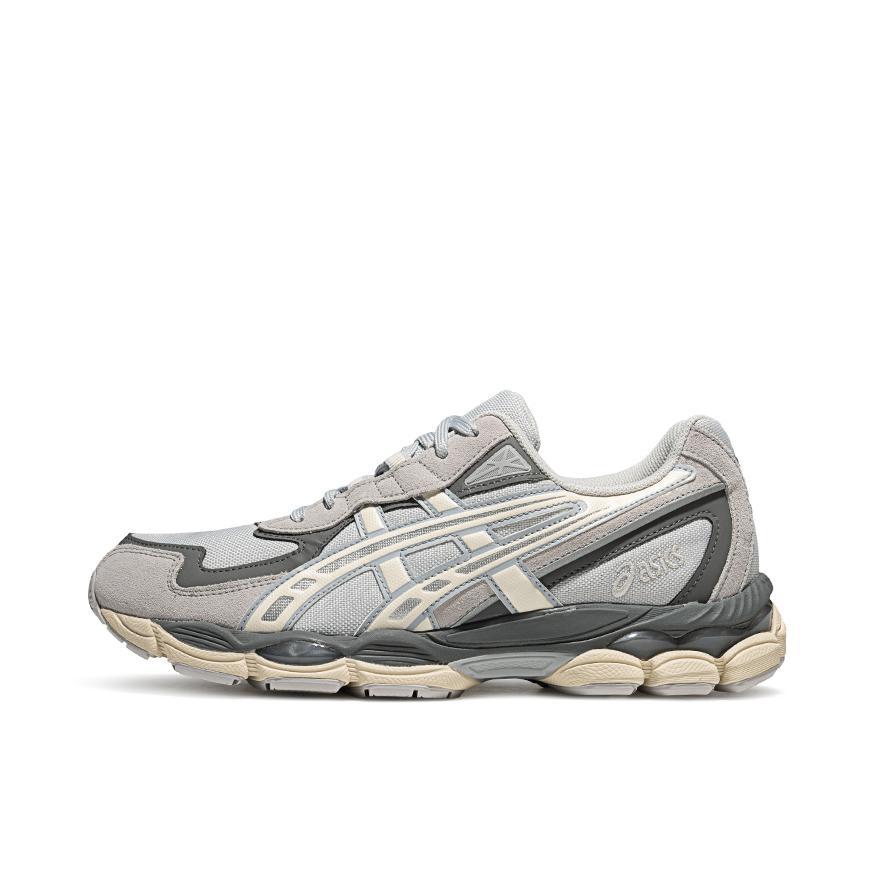 推荐商品：Asics/亚瑟士 Gel-NYC 跑鞋 圆头缓震防滑耐磨机能风复古潮流织物合成革贴合支撑耐穿 浅灰色/浅白色