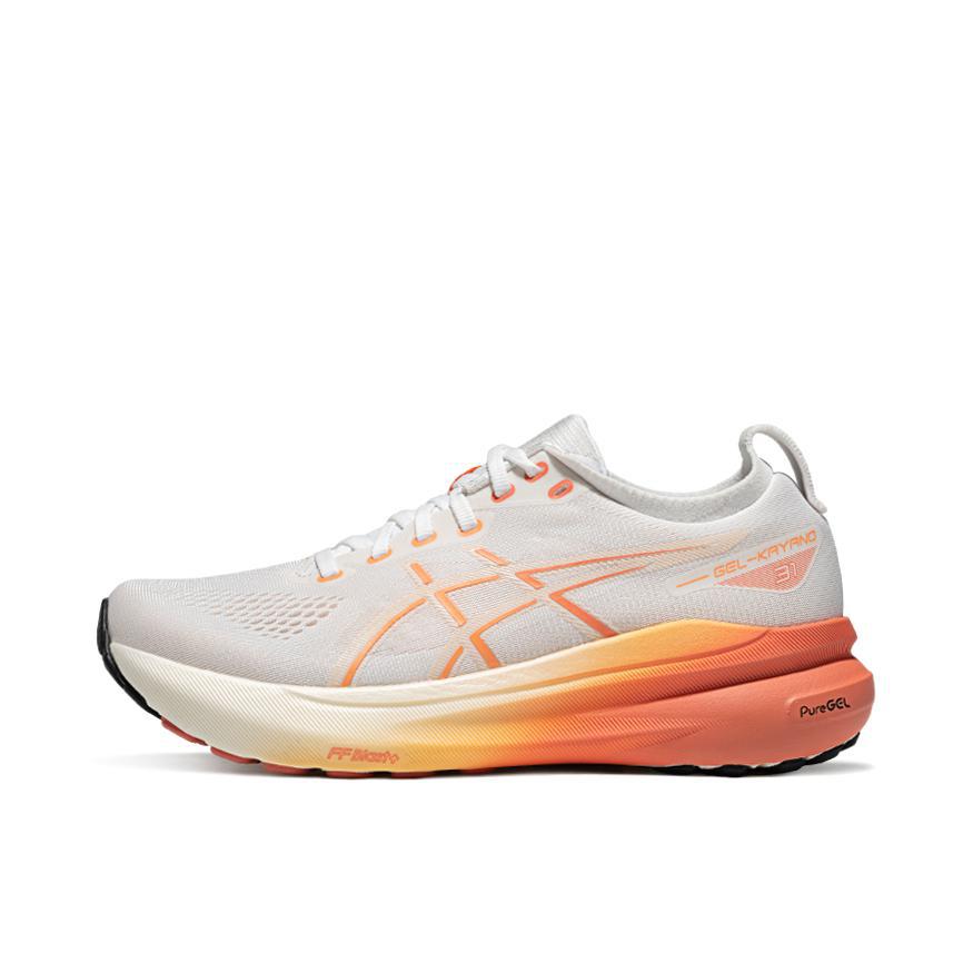 推荐商品：Asics/亚瑟士 Gel-Kayano 31 跑鞋 稳定足弓支撑轻便缓震长跑轻量回弹 白色/橙色