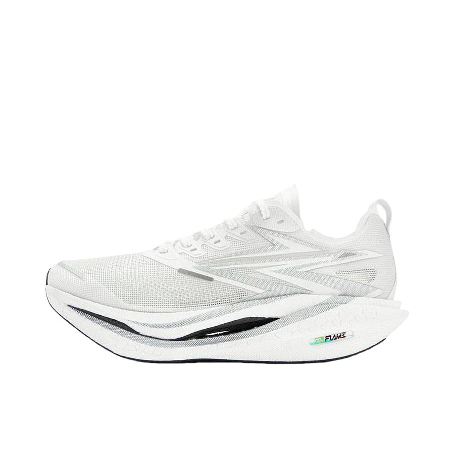 361° 飞燃4.5 跑鞋 低帮耐磨透气全掌回弹碳板蝶式稳定马拉松减震长跑比赛竞速训练体测 银色/白色