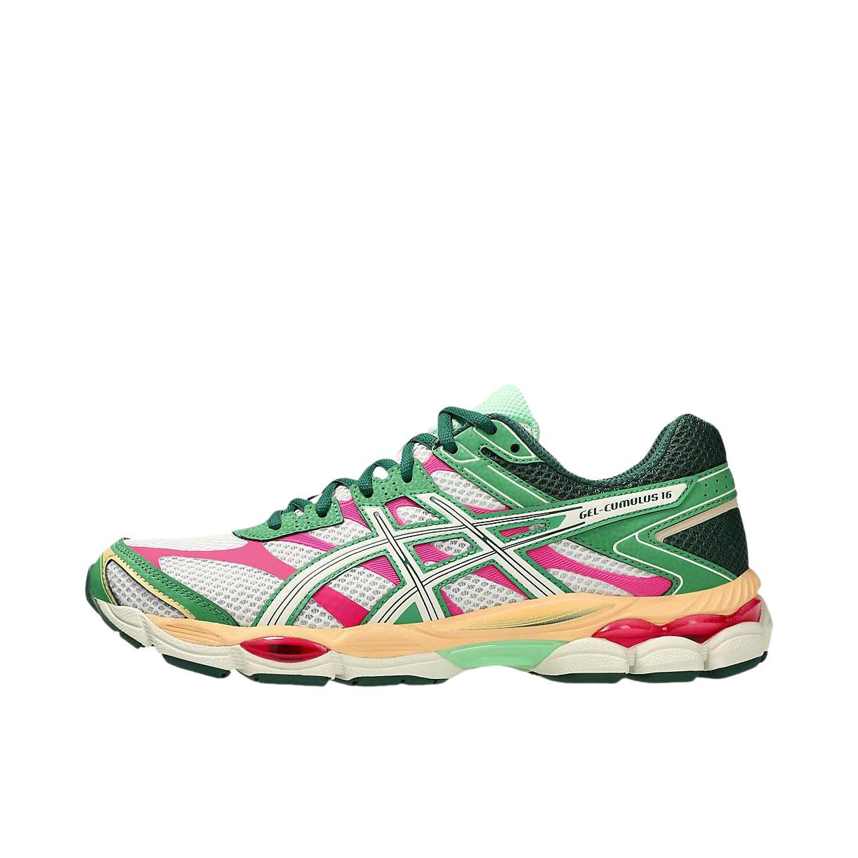 推荐商品：Asics/亚瑟士 Gel-cumulus 16 跑鞋 透气舒适减震耐磨百搭贴合圆头 绿色/白色
