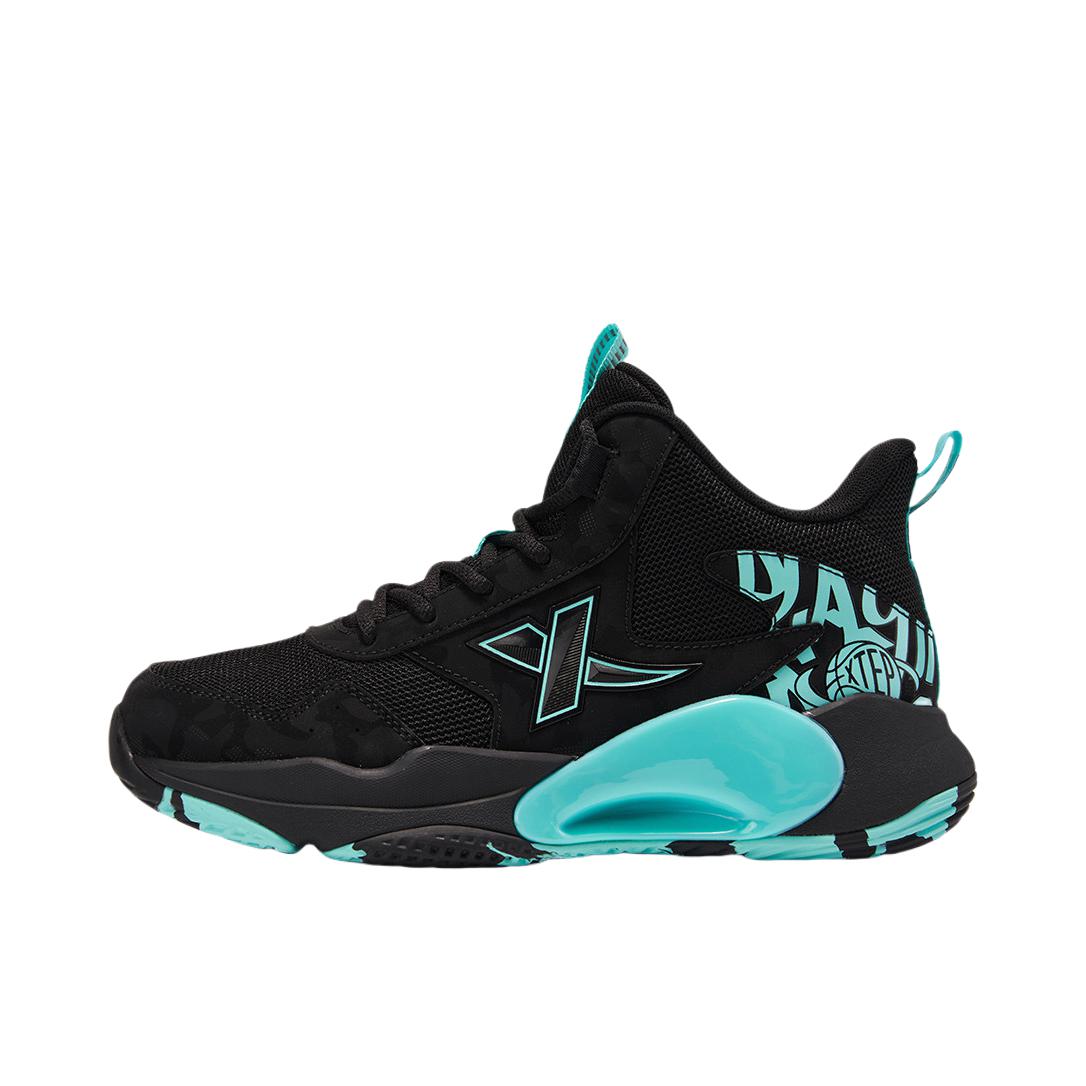 推荐商品：特步 儿童篮球鞋 防滑减震柔软运动 675315129341 大童/黑色/极光绿