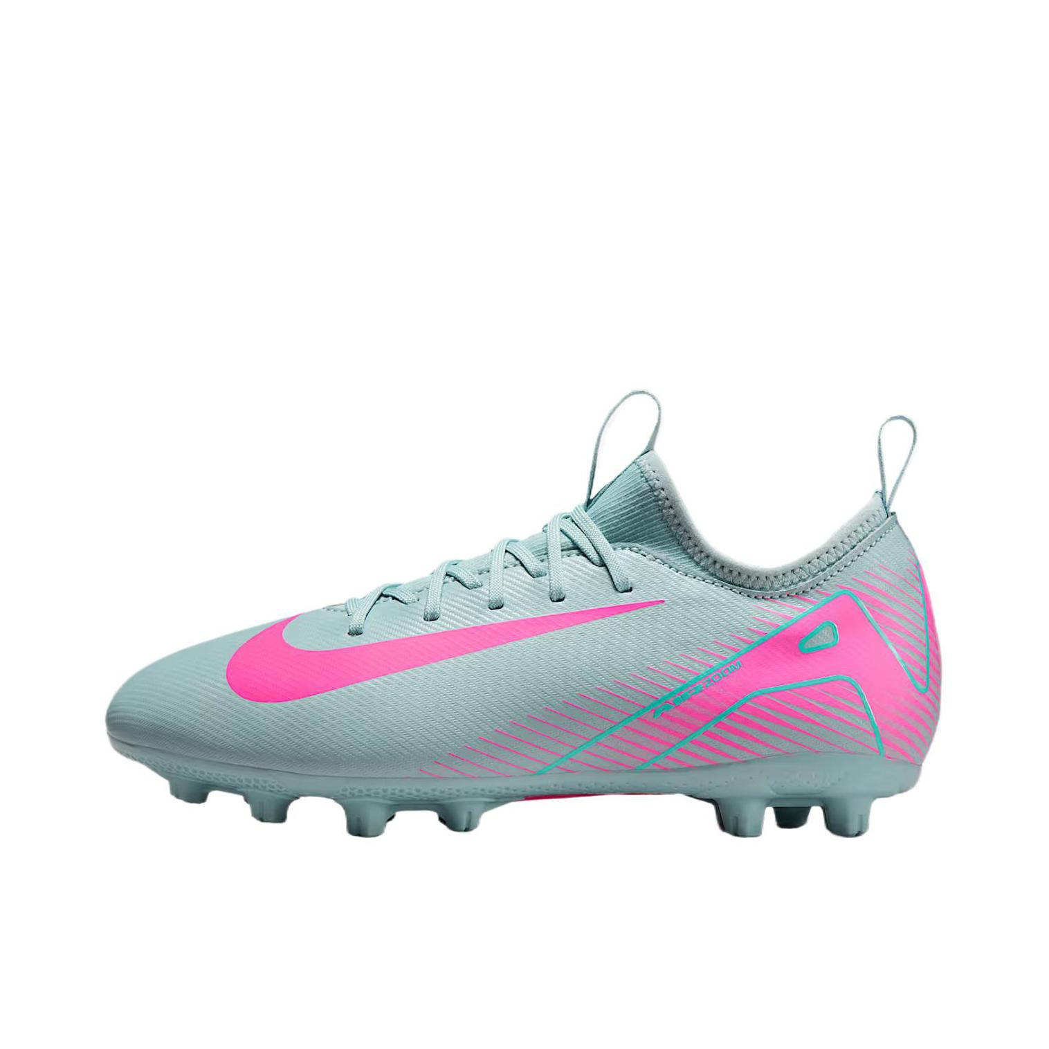 推荐商品：Nike Mercurial Vapor 16 Academy HG 中端 胶质短钉 坚硬人工草场 防滑耐磨 足球鞋 大童/青色/粉色