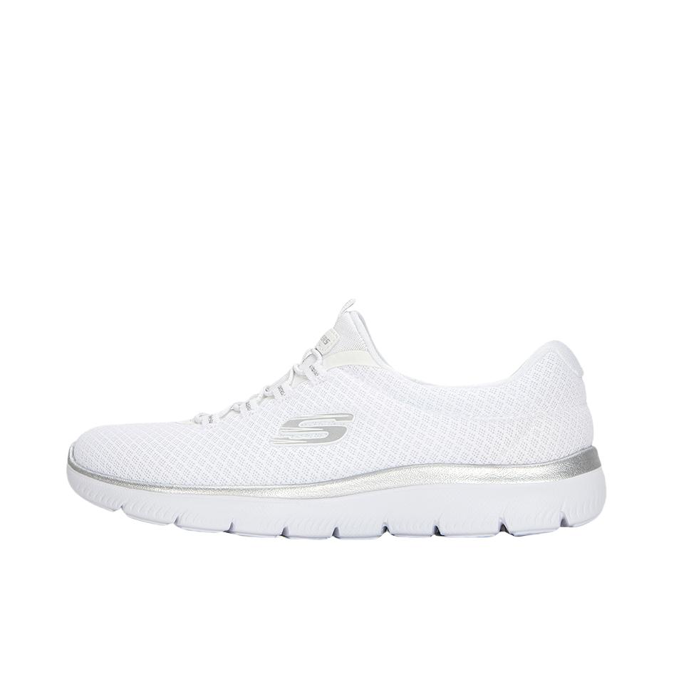 推荐商品：Skechers/斯凯奇 Summits 防滑耐磨 舒适轻便 减震软底 网面透气 百搭 一脚蹬 运动休闲鞋 女款/白色