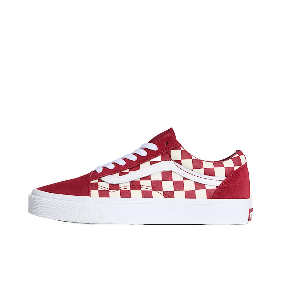 推荐商品：Vans/范斯 Old Skool 滑板鞋 板鞋 轻便防滑复古舒适经典 深红色/纯白色