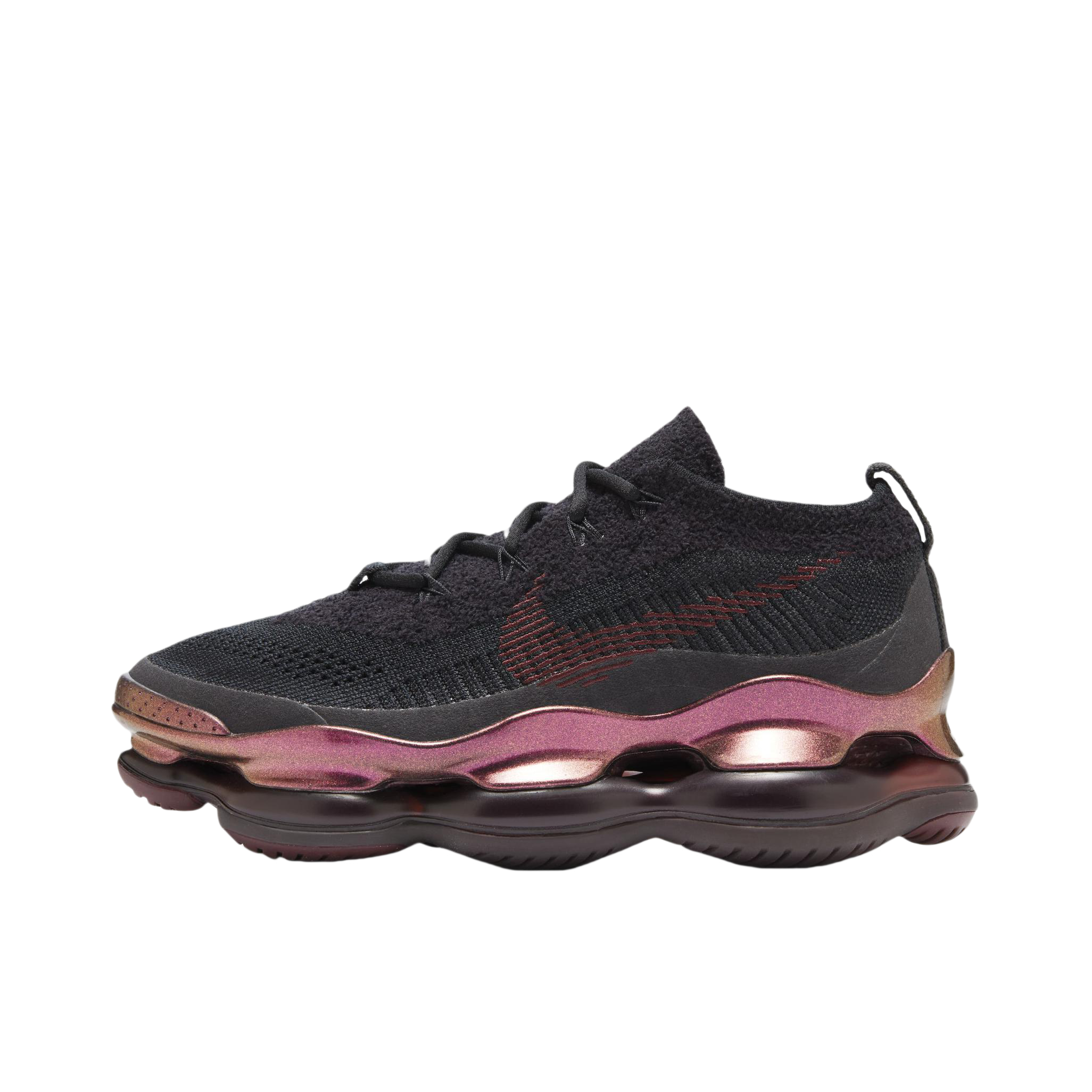 推荐商品：Nike Air Max Scorpion 跑鞋 时尚潮流复古减震耐磨透气织物增高回弹短跑 黑色/鲜亮勃艮第酒红