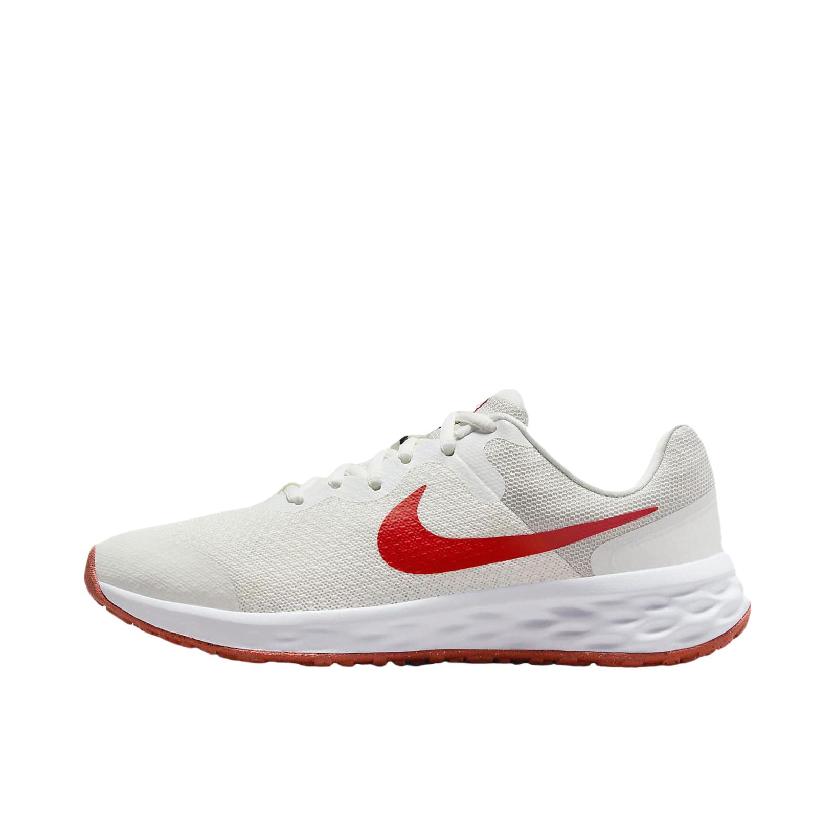 推荐商品：Nike Revolution 6 跑鞋 减震网面透气回弹圆头 大童/白色/米色/红色
