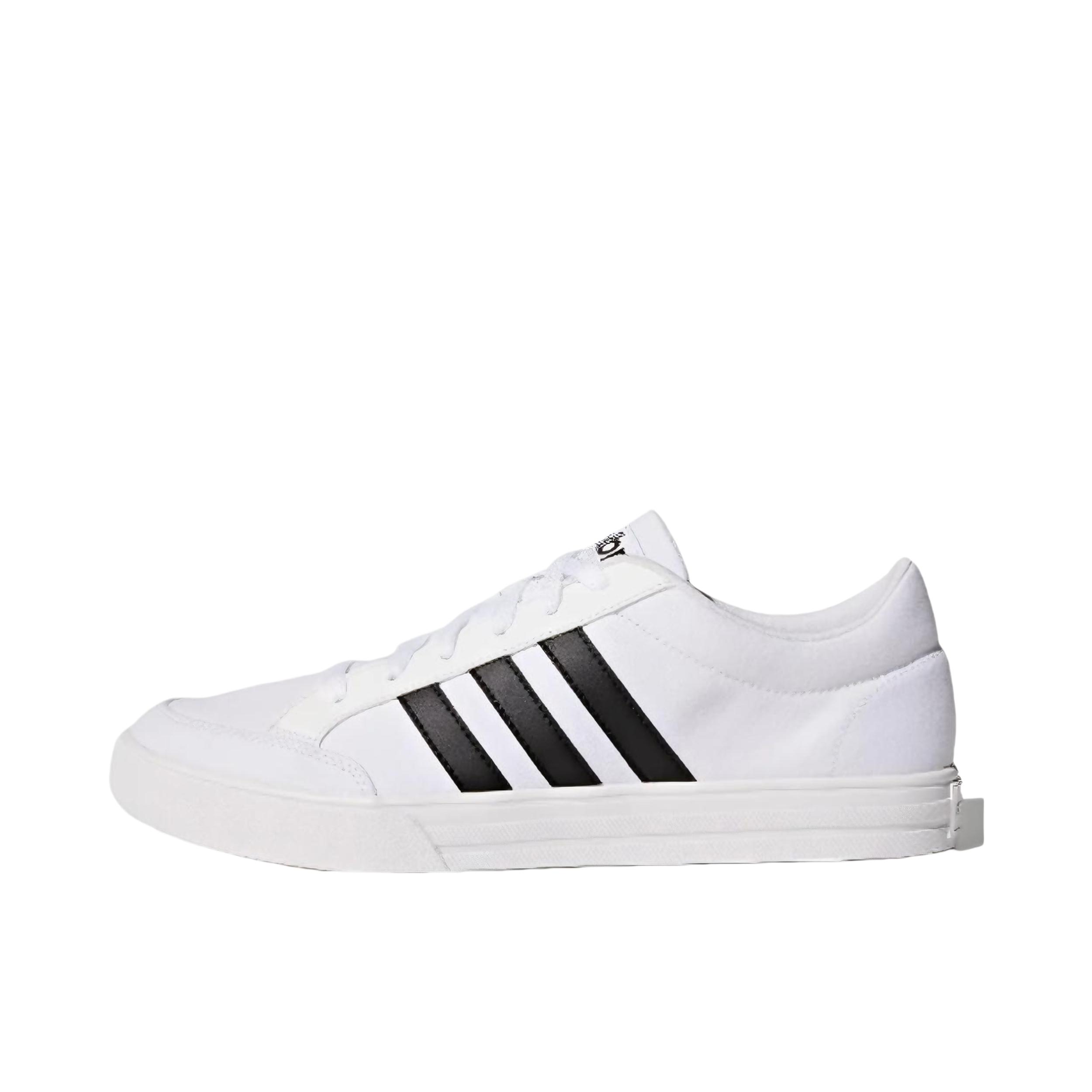 推荐商品：adidas Vs Set 板鞋 防滑耐磨轻便透气帆布复古百搭圆头包裹性 White/Black 白色/黑色
