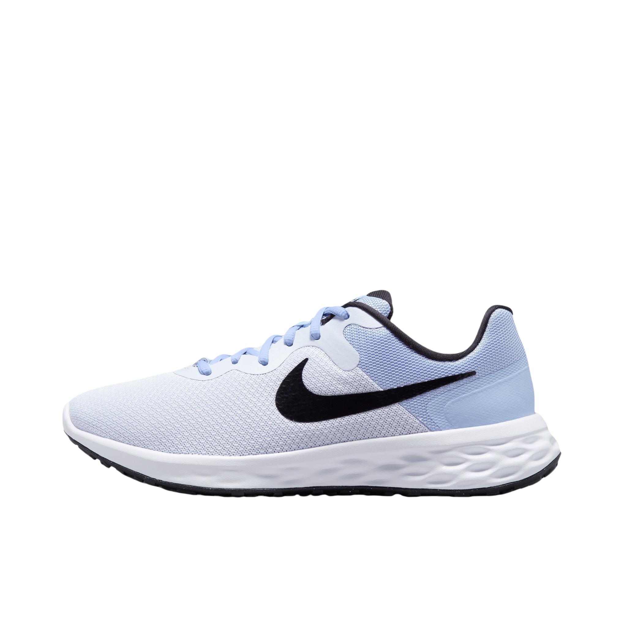 推荐商品：Nike Revolution 6 跑鞋 减震网面透气回弹圆头 足球灰/黑色/狂喜钴蓝