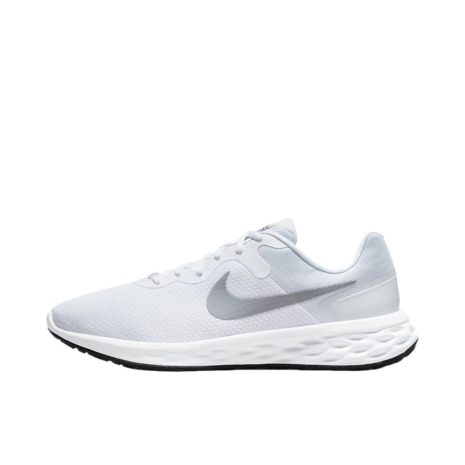 推荐商品：Nike Revolution 6 跑鞋 减震网面透气回弹圆头 银色/白色