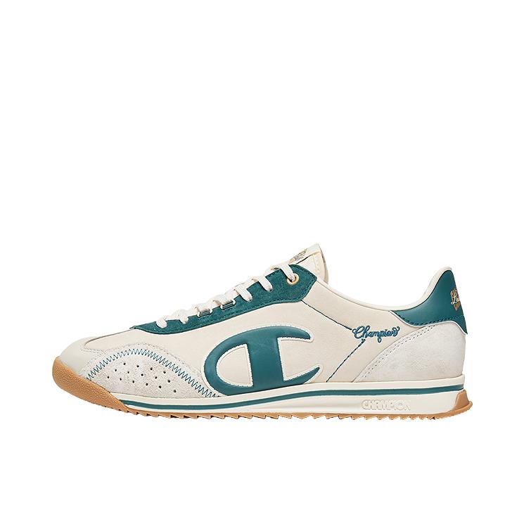 推荐商品：Champion/冠军 Legend 70's Runner 百搭 低帮薄底 圆头 橡胶 拼接增高 运动休闲鞋 奶白色/冷杉绿