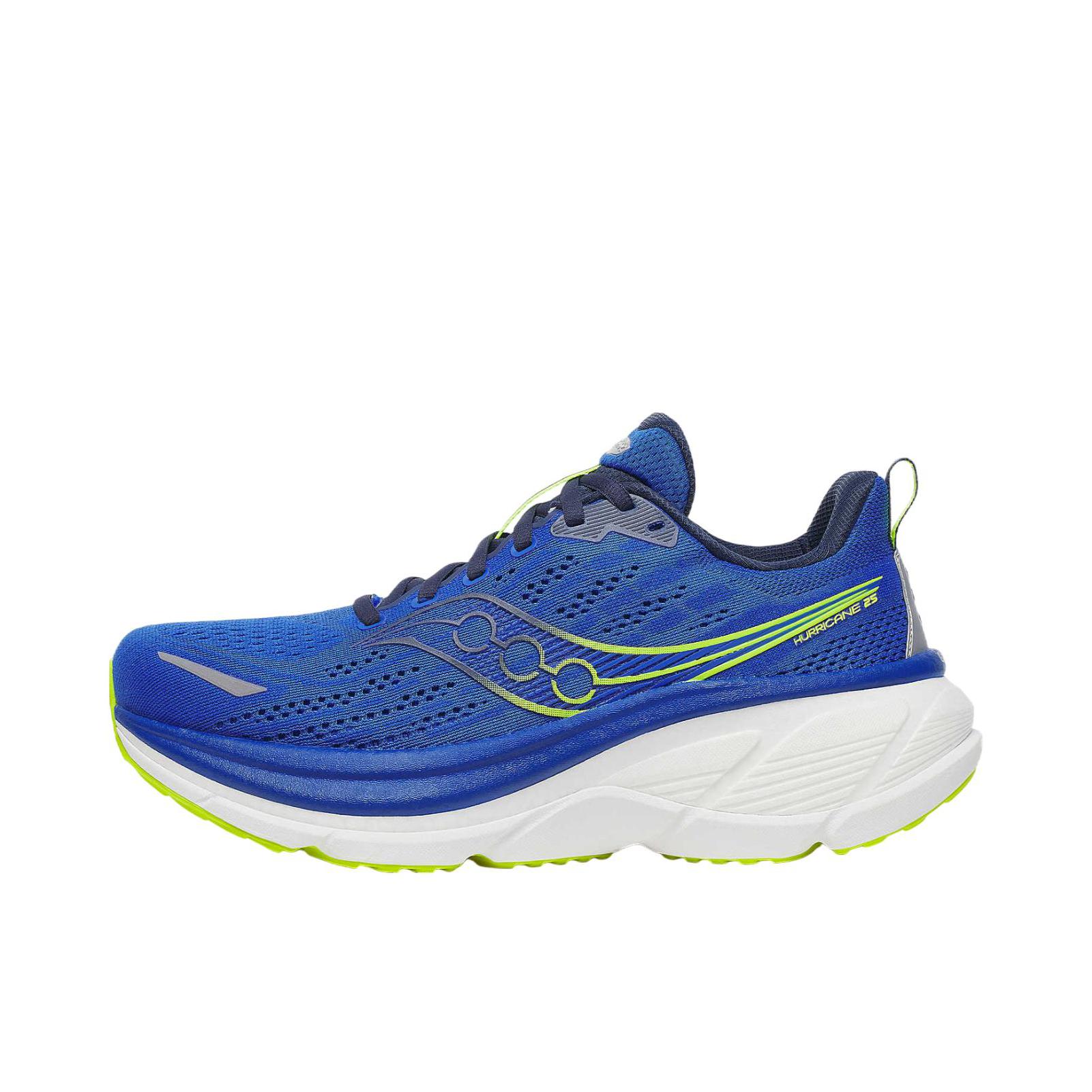 推荐商品：Saucony/索康尼 Hurricane 飓风 25 跑鞋 柔软减震支撑轻便旗舰级美观回弹稳定越野 深蓝色/黄色
