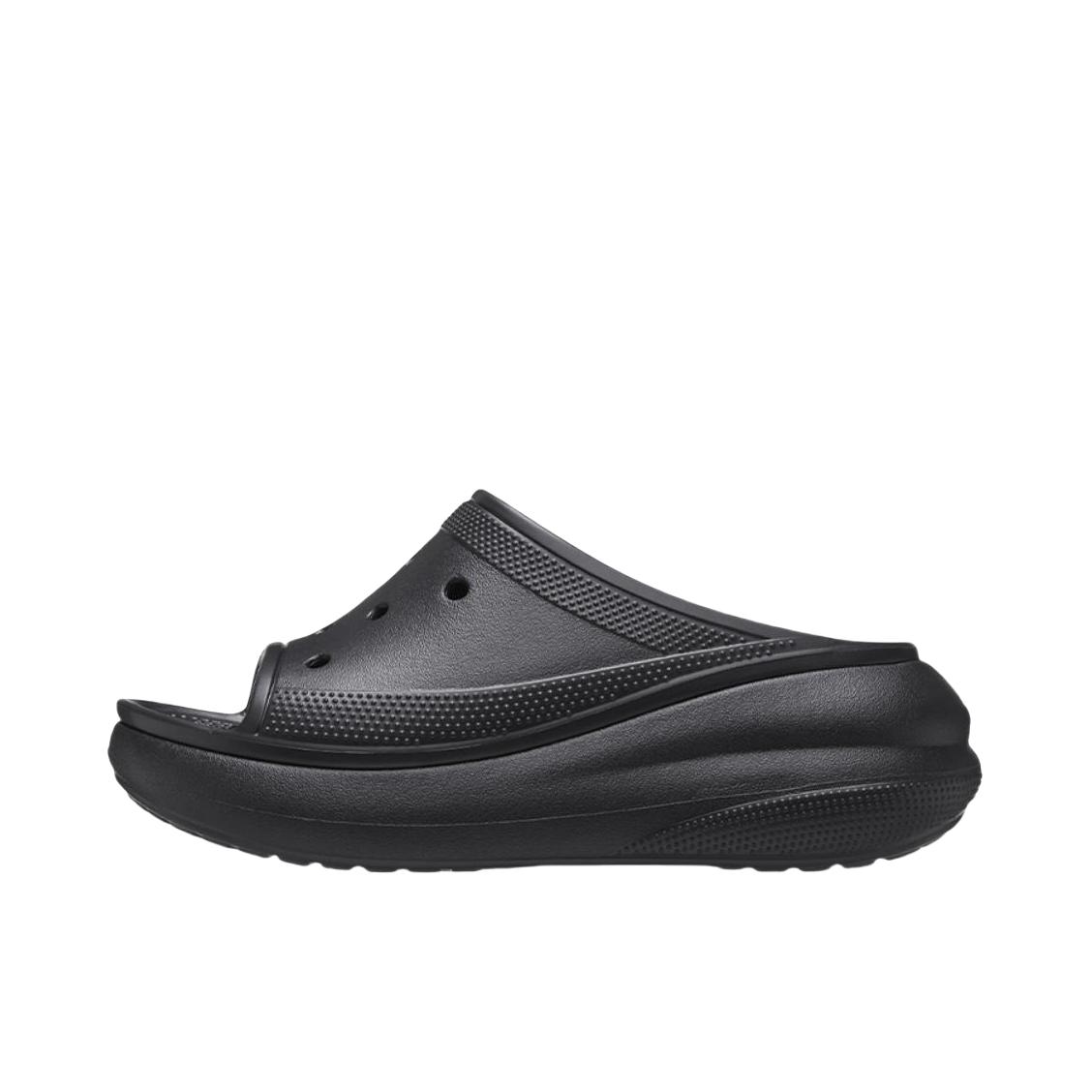 推荐商品：Crocs/卡骆驰 Classic Crush 舒适百搭 包头 防磨 简约时尚 休闲运动 户外 一字 坡跟 沙滩鞋 厚底鞋 黑色