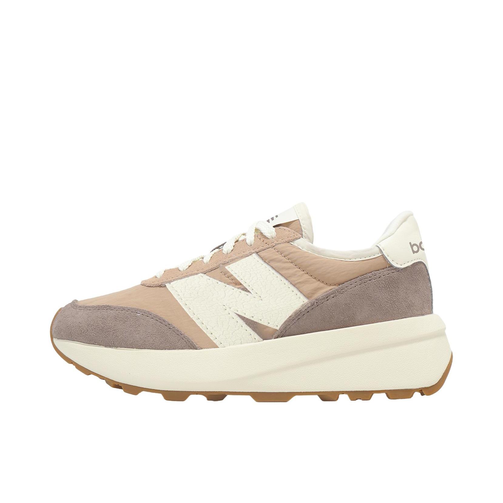 推荐商品：New Balance 370 复古百搭 时尚潮流 舒适减震 防滑耐磨 增高 运动休闲鞋 D宽/棕色/米色