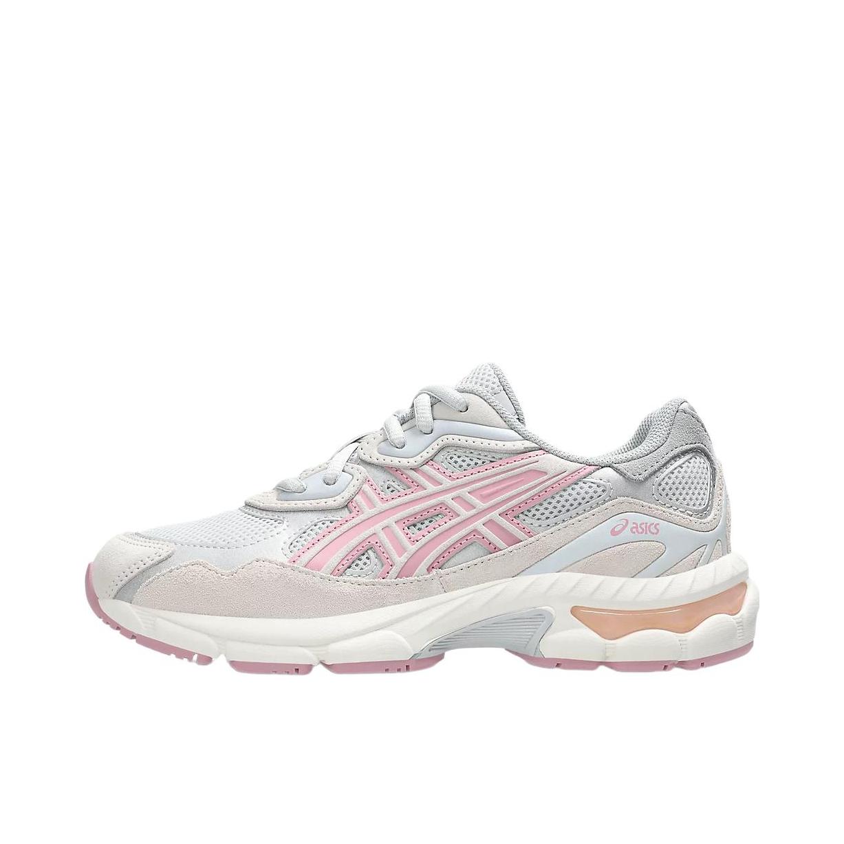 推荐商品：Asics/亚瑟士 Gel-NYC 跑鞋 圆头缓震防滑耐磨机能风复古潮流织物合成革贴合支撑耐穿 大童/粉色/白色