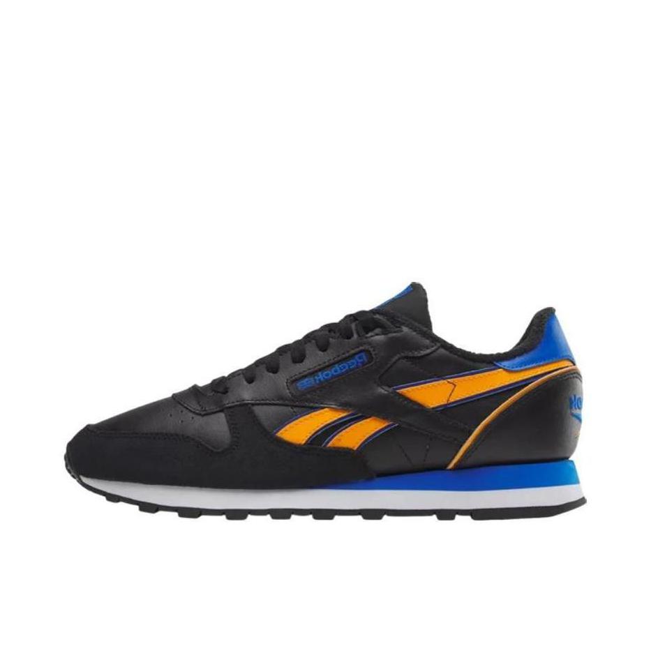 推荐商品：Reebok/锐步 Classic Leather 跑鞋 复古舒适百搭防滑耐磨运动越野 黑色/黄色