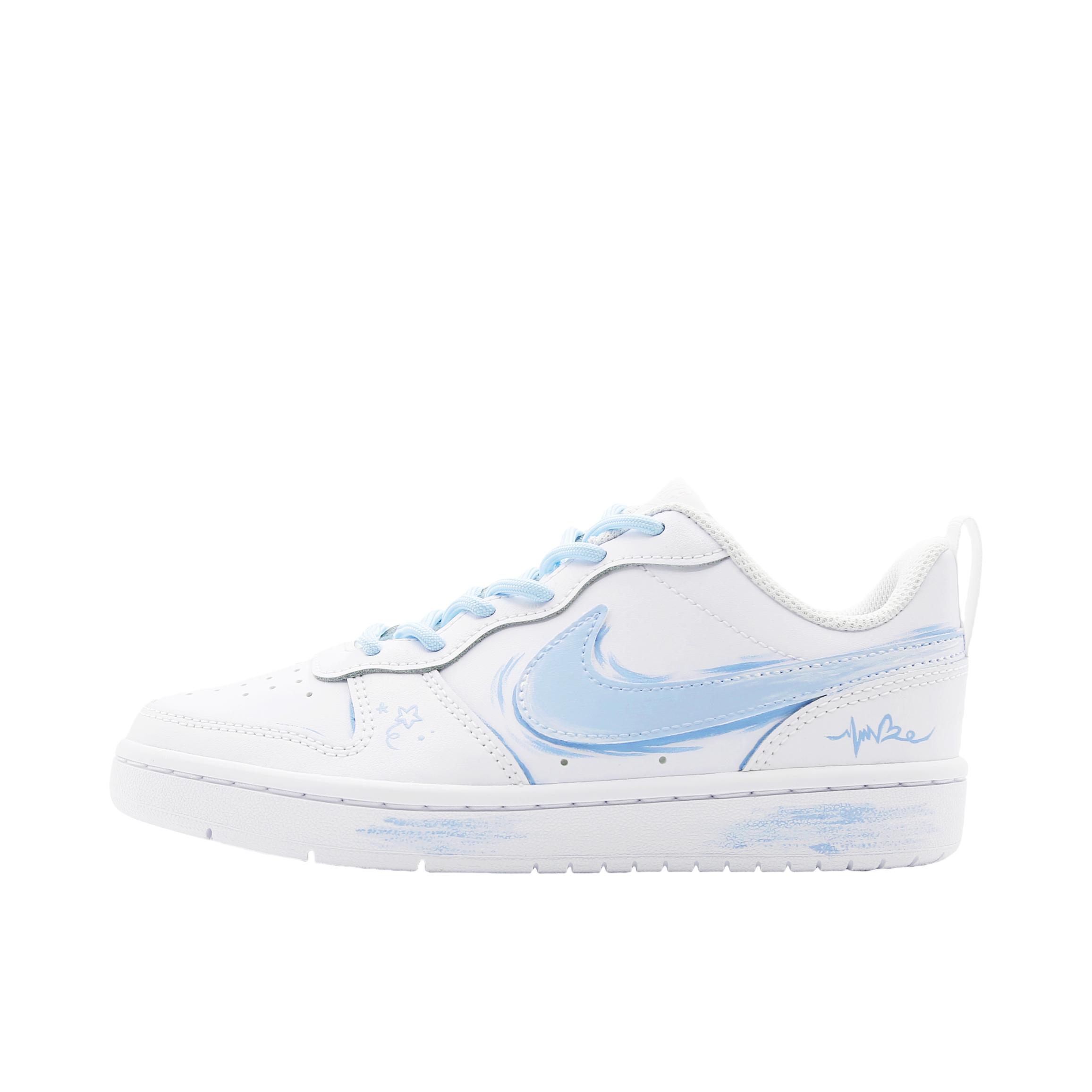 推荐商品：【定制球鞋】 Nike Court Borough 2 板鞋 包裹性增高减龄解构风合成革美式防滑复古轻便 大童/蔚蓝星云