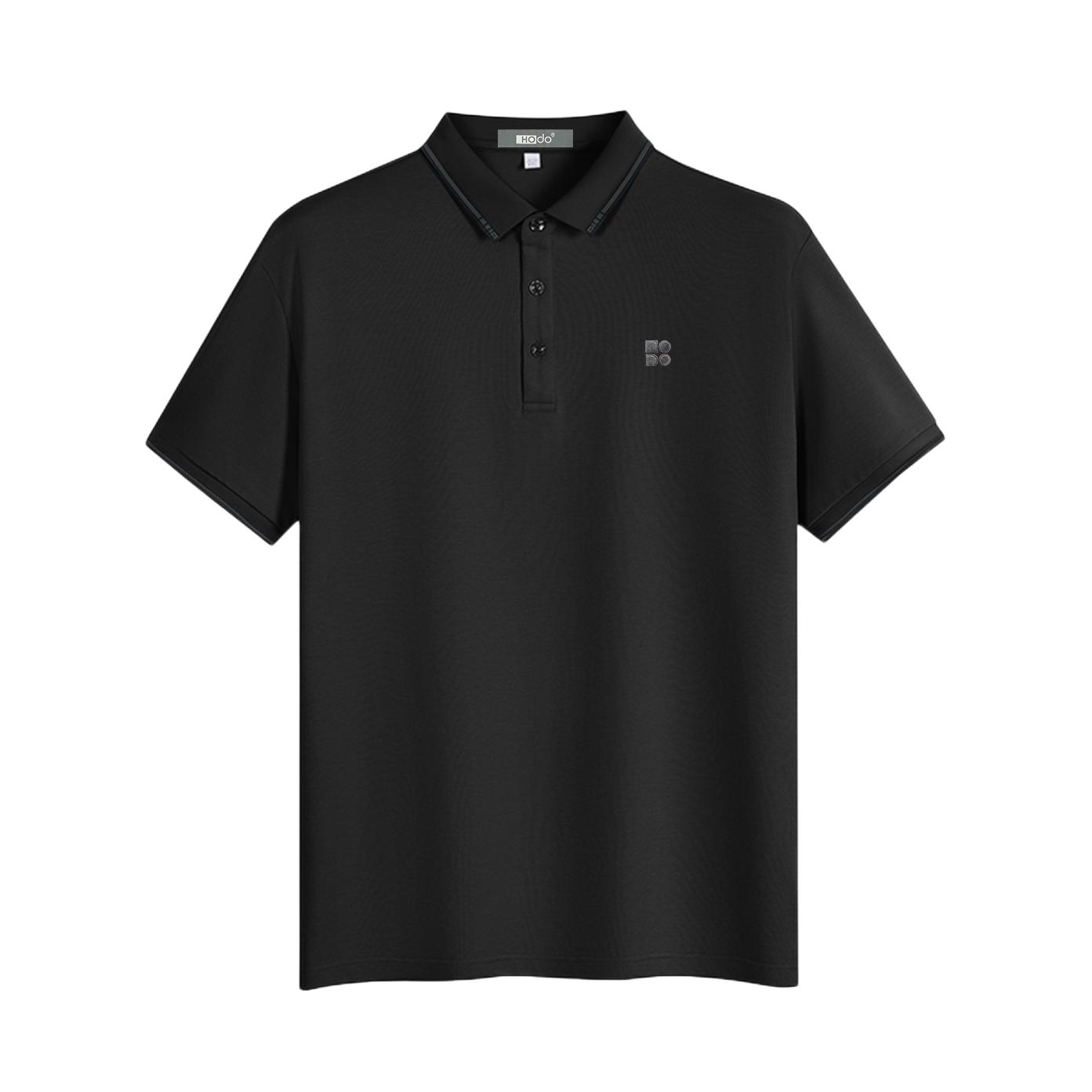 推荐商品：红豆 透气桑蚕丝珠地棉凉爽网眼亲肤短袖Polo衫 43PH079 黑