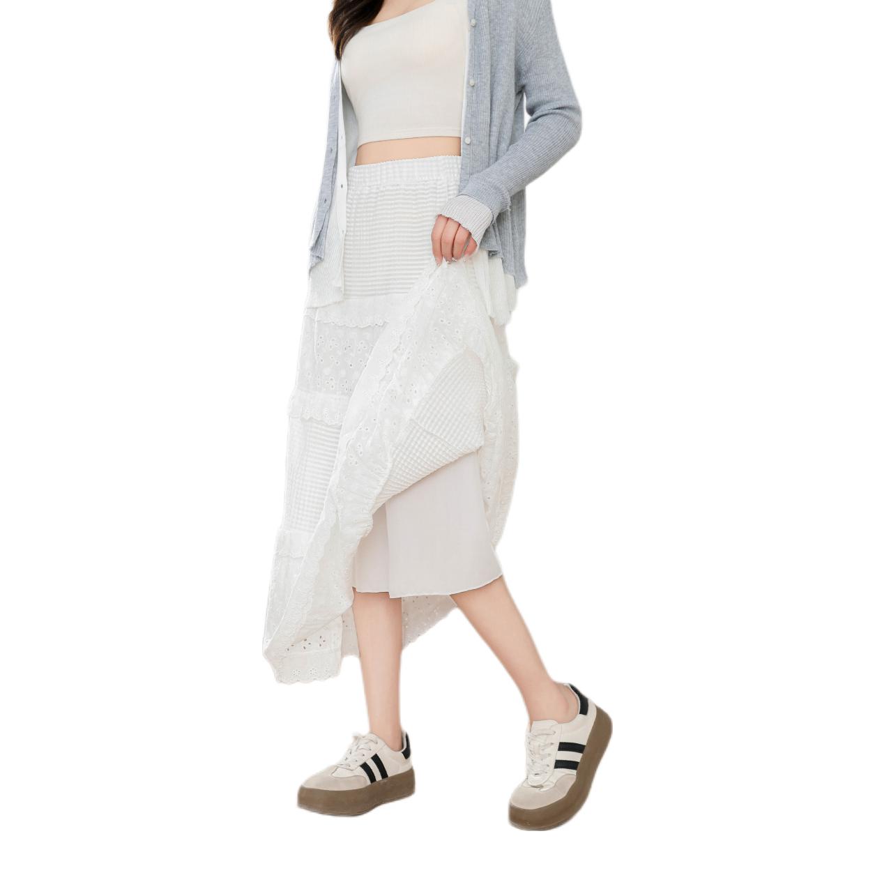 推荐商品：雅羊人 高腰蕾丝碎花半身长裙 女装 RZ392 白