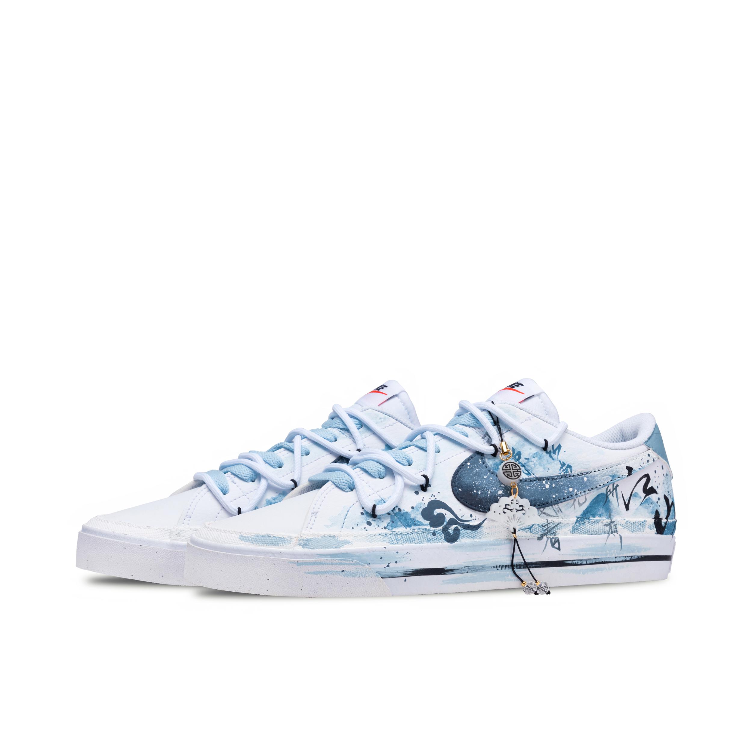 推荐商品：【定制球鞋】 Nike Court Legacy 板鞋 帆布做旧防滑耐磨舒适减震轻便合成革潮流简约复古美式休闲 墨染江山