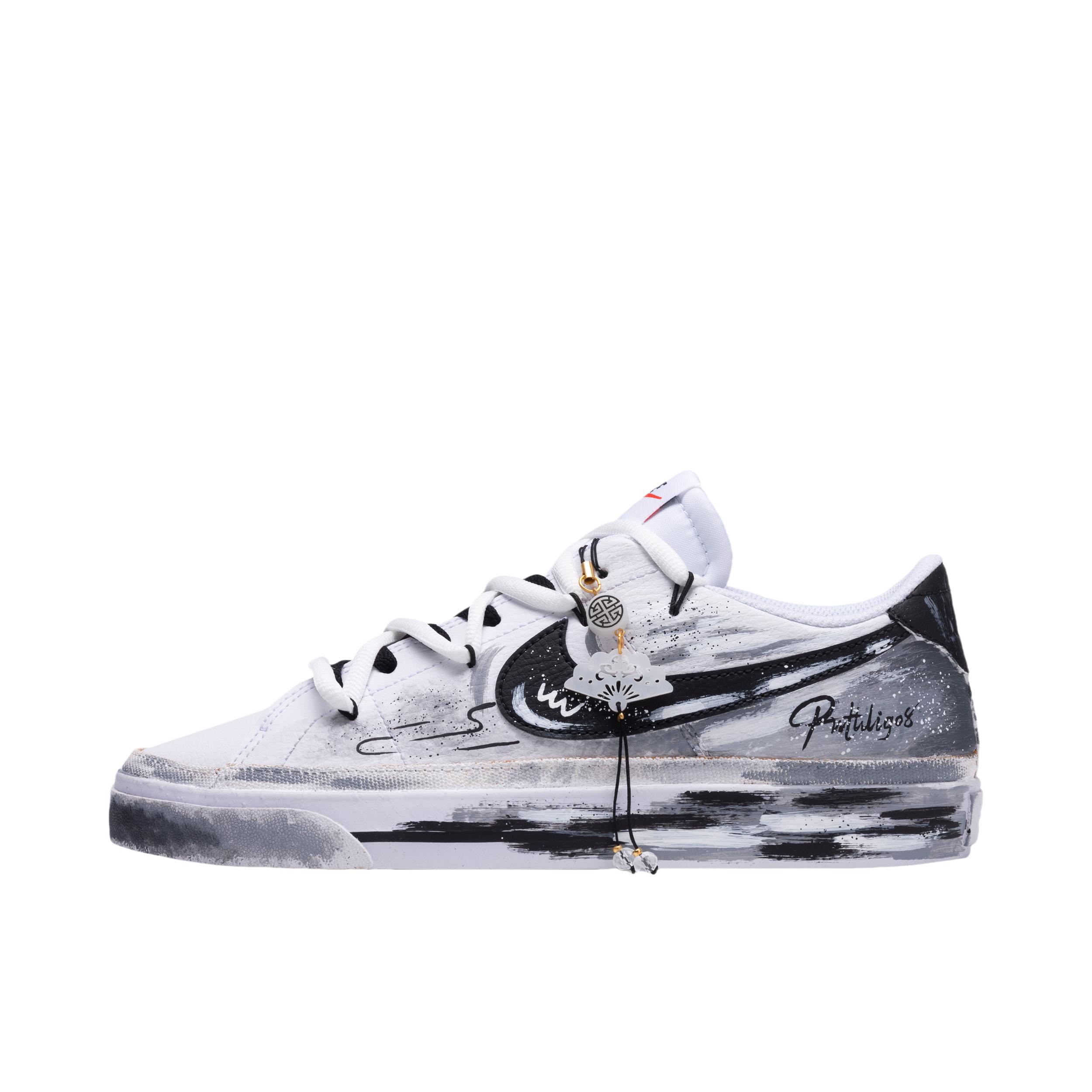推荐商品：【定制球鞋】 Nike Court Legacy 板鞋 帆布做旧防滑耐磨舒适减震轻便合成革潮流简约复古美式休闲 黑色/风暴