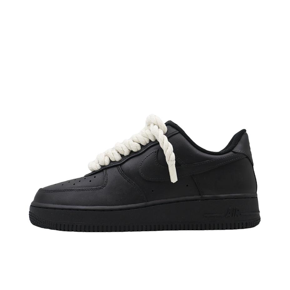 推荐商品：【定制球鞋】Nike Air Force 1 板鞋 舒适轻便防滑耐磨包裹性合成革防水复古简约 空军黑武士麻绳