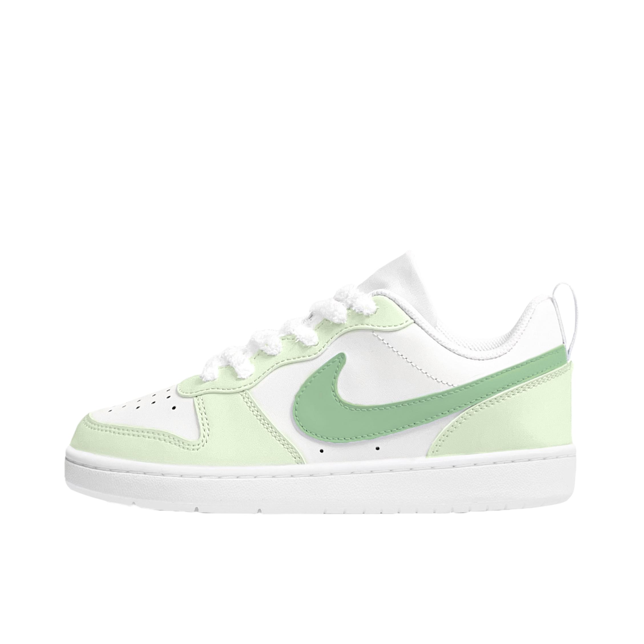推荐商品：【定制球鞋】 Nike Court Borough 2 板鞋 包裹性增高减龄解构风合成革美式防滑复古轻便 大童/夏日青提