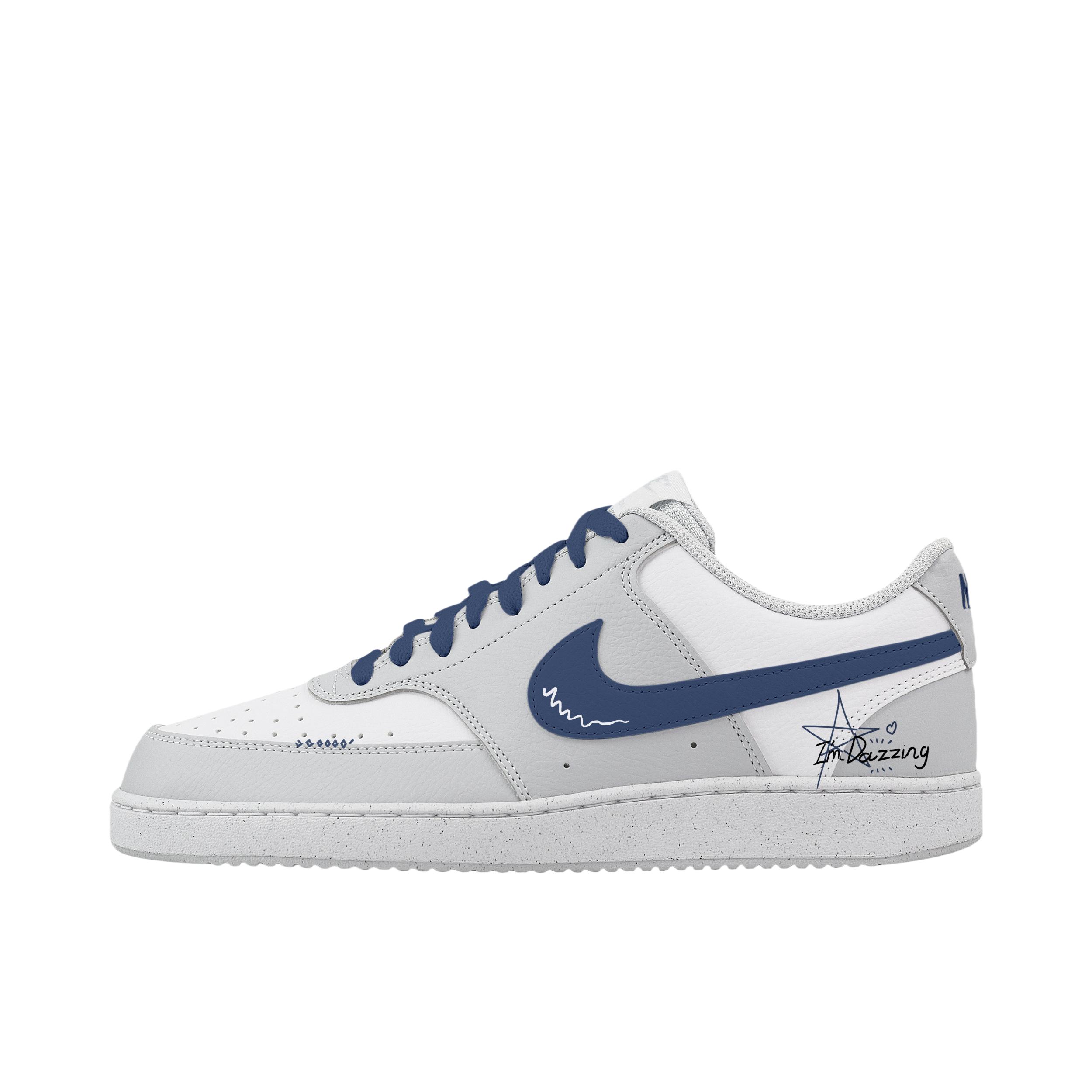 推荐商品：【定制球鞋】 Nike Court Vision 1 板鞋 防水美式简约防滑减震复古 星辰大海/白色/蓝色