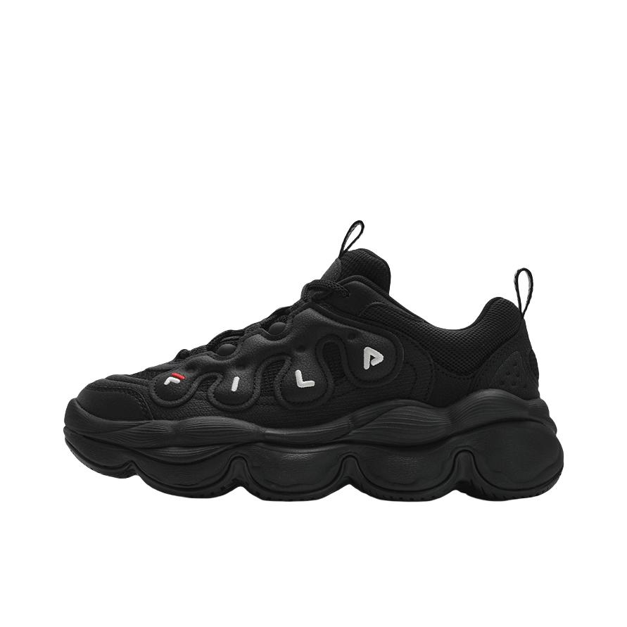 推荐商品：FILA/斐乐 Pease 防滑耐磨 舒适低帮 厚底 系带 合成革 老爹鞋 女款/正黑色