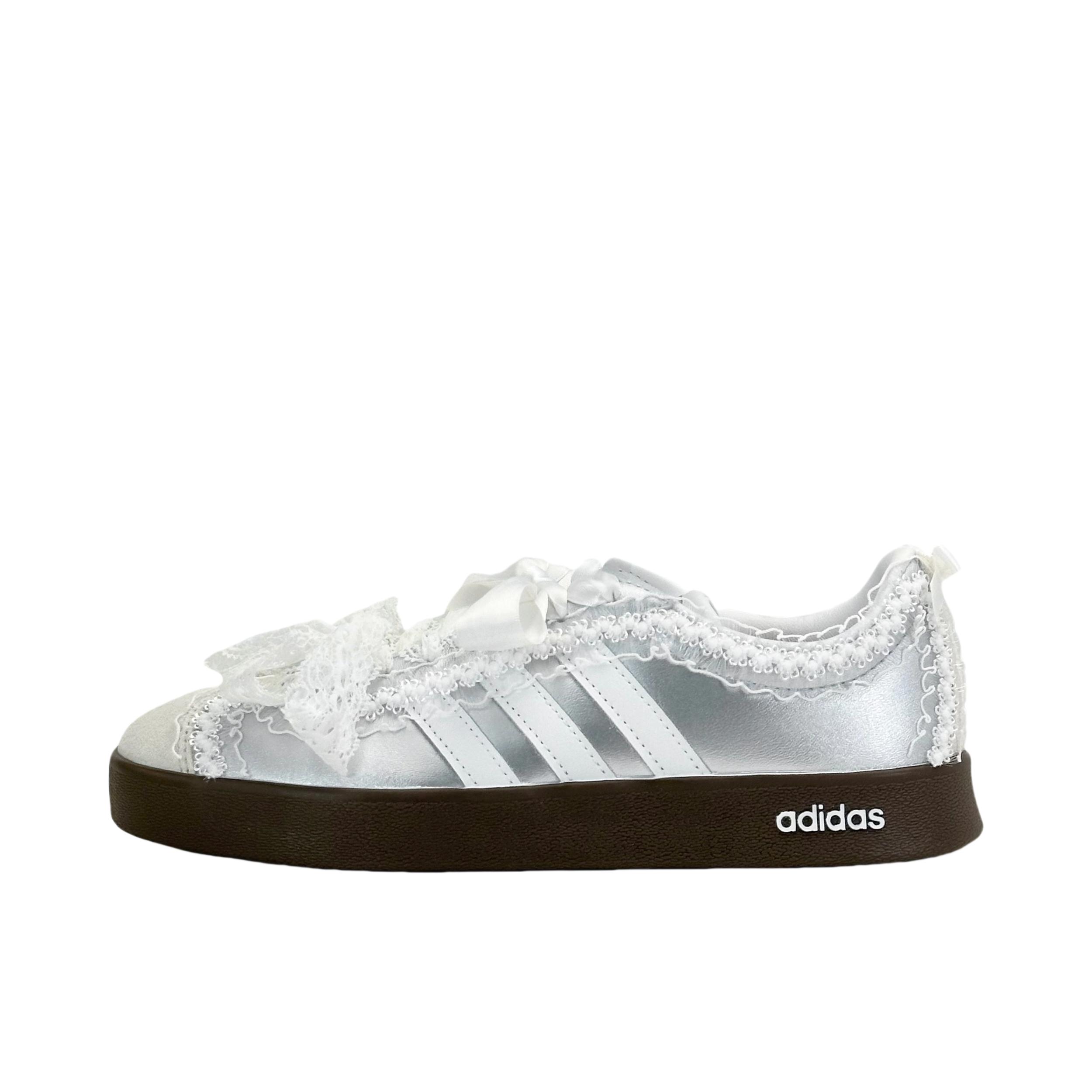 推荐商品：【定制球鞋】Adidas neo VL Court 2.0 德训鞋 板鞋 复古轻便耐磨芭蕾风甜美文艺抗冲击性防水 月缎云舞