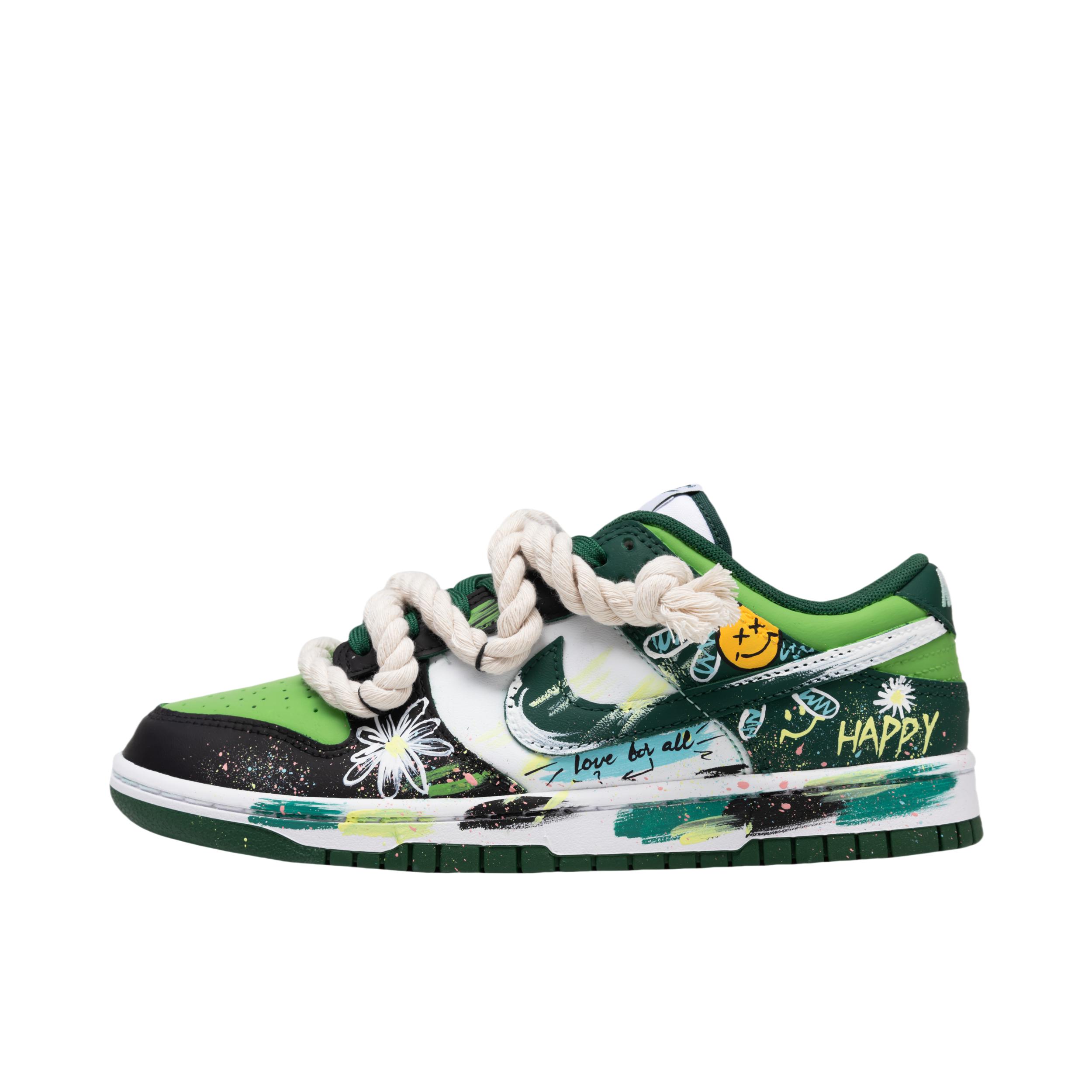 推荐商品：【定制球鞋】 Nike Dunk 板鞋 平跟系带防滑耐磨做旧高街简约百搭潮流复古美式 雏菊绘影